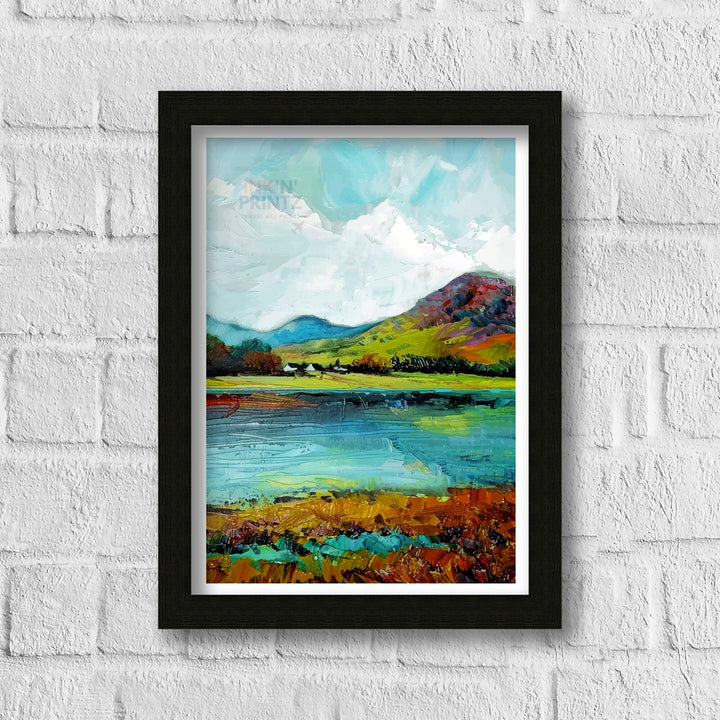 Catbells Lake District Abstract Art Poster English Countryside Essence Lake District Watercolor Poster UK Nature