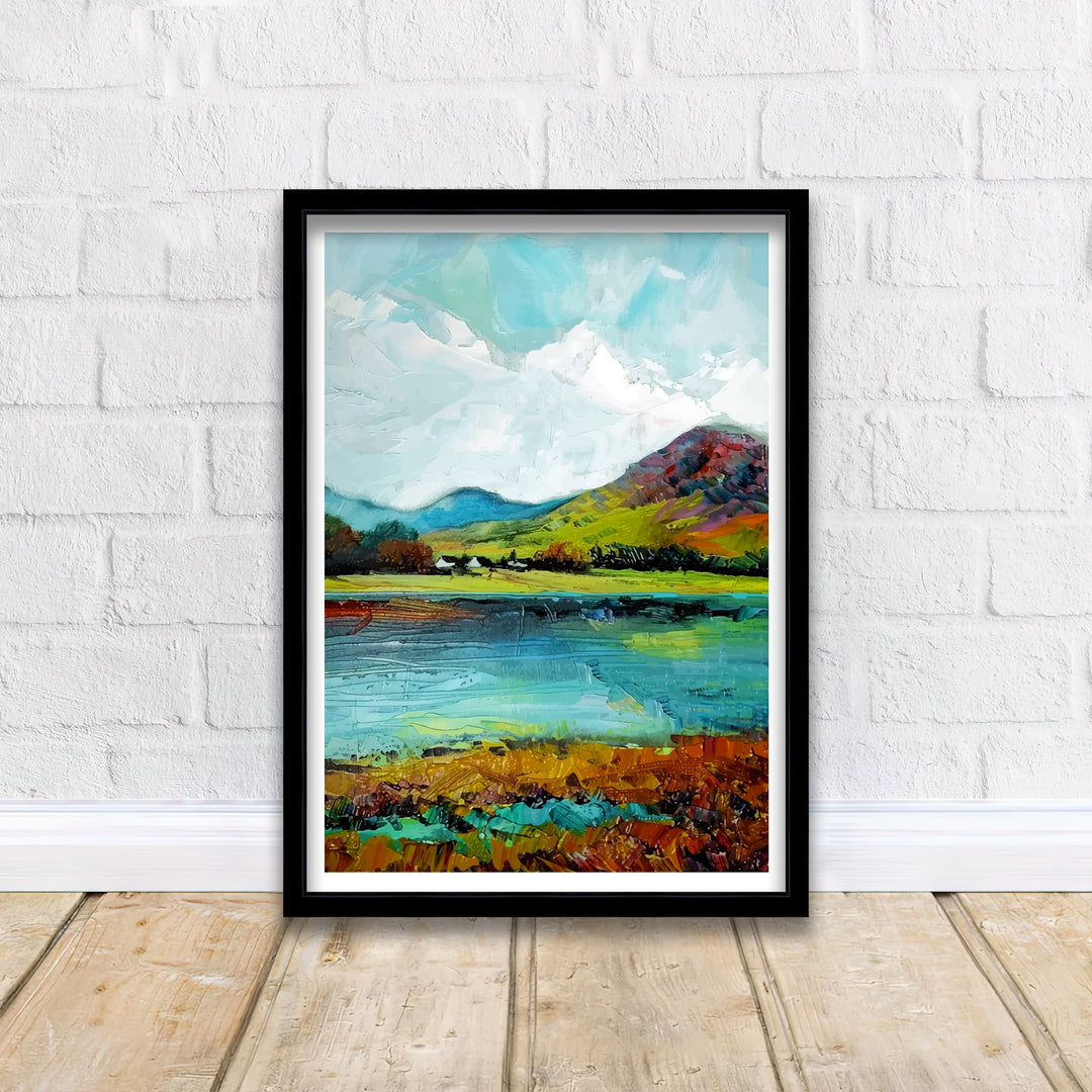 Catbells Lake District Abstract Art Poster English Countryside Essence Lake District Watercolor Poster UK Nature