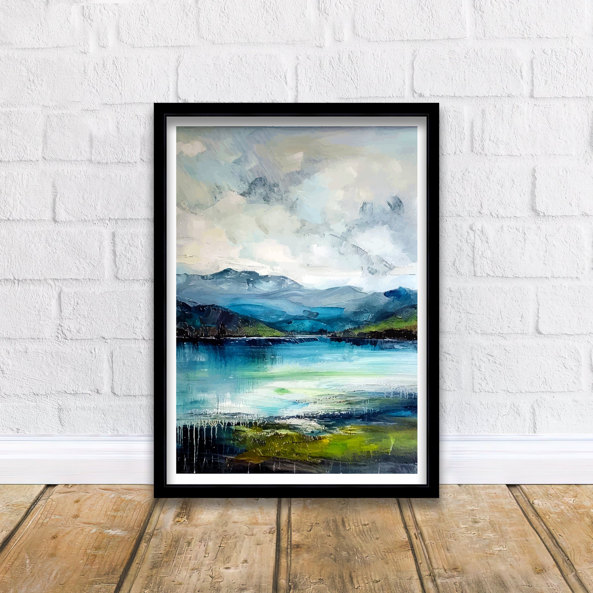 Derwentwater Abstract Art Poster Lake District Impressions Watercolor Lake Scene Cumbrian Lakes