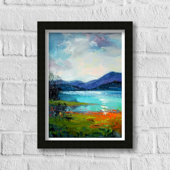 Derwentwater Abstract Art Poster Lake District Impressions Watercolor Lake Scene Cumbrian Lakes