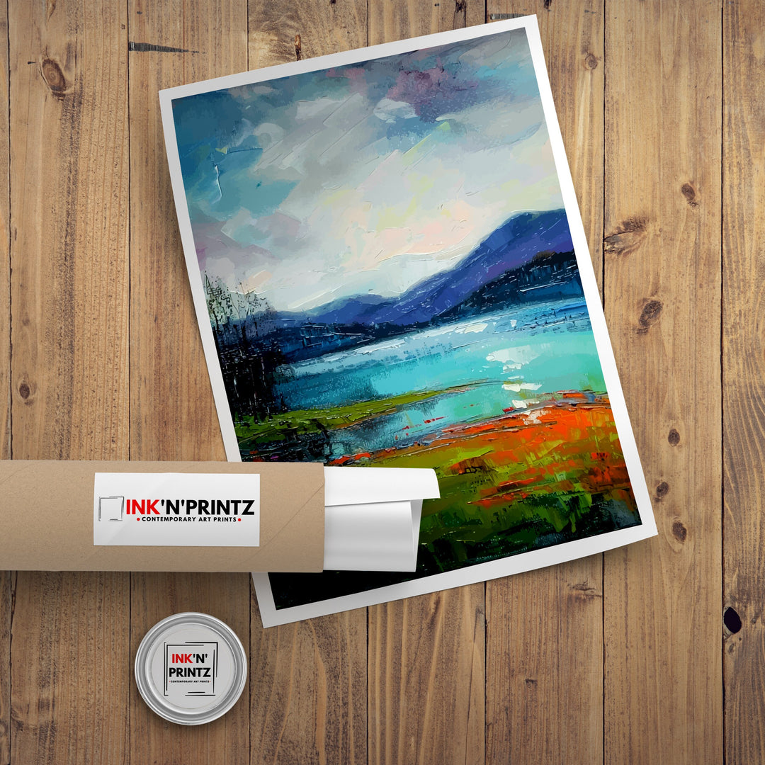 Derwentwater Abstract Art Poster Lake District Impressions Watercolor Lake Scene Cumbrian Lakes