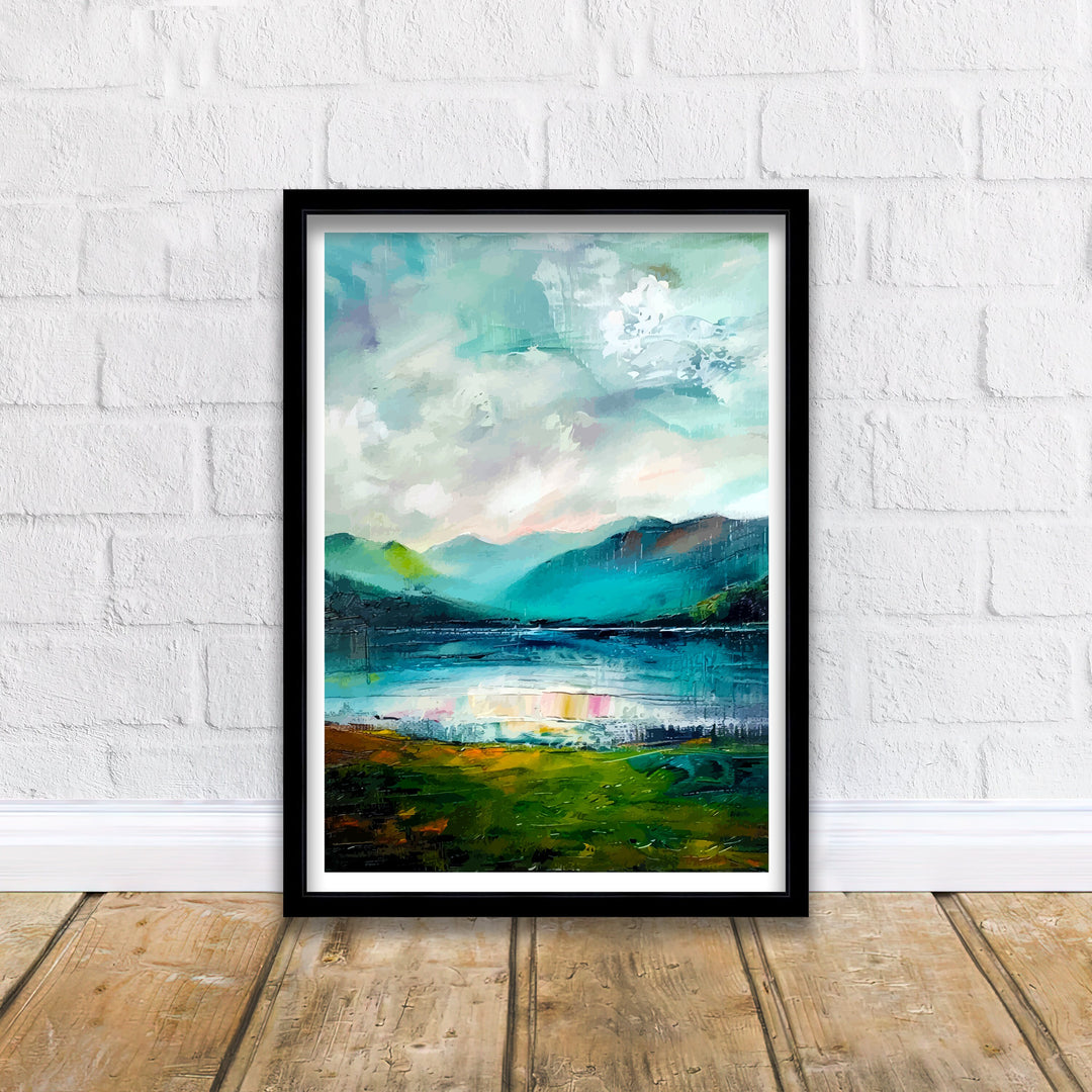 Lake District Abstract Art Poster British Lakescape Essence Cumbrian Hills Watercolor Poster UK Nature