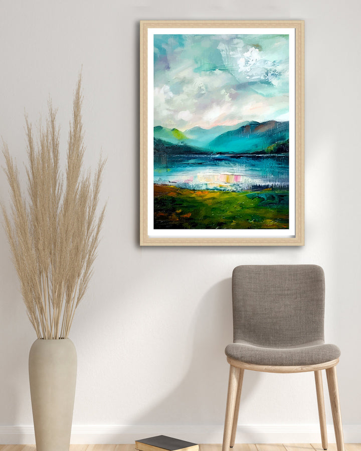 Lake District Abstract Art Poster British Lakescape Essence Cumbrian Hills Watercolor Poster UK Nature