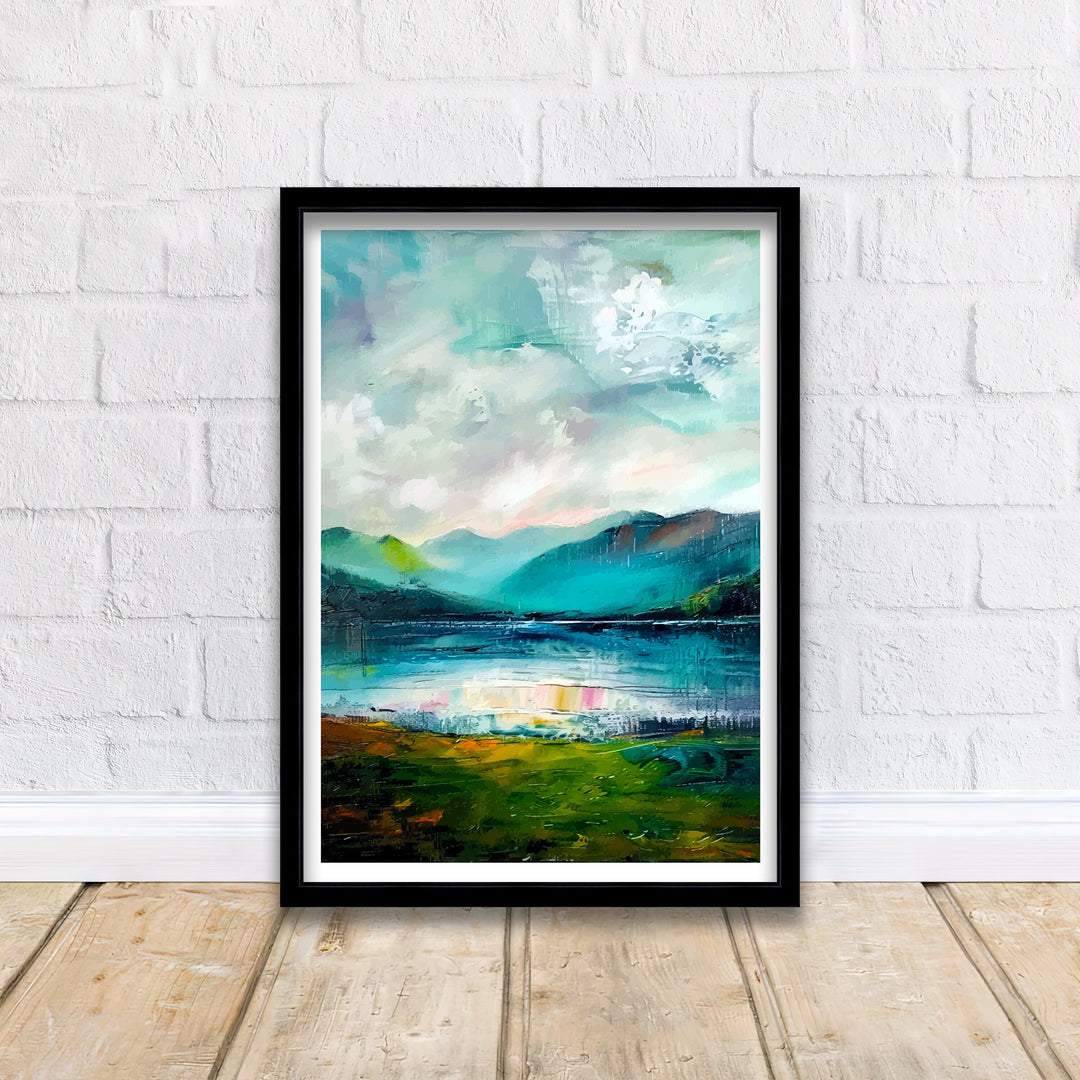 Lake District Abstract Art Poster British Lakescape Essence Cumbrian Hills Watercolor Poster UK Nature