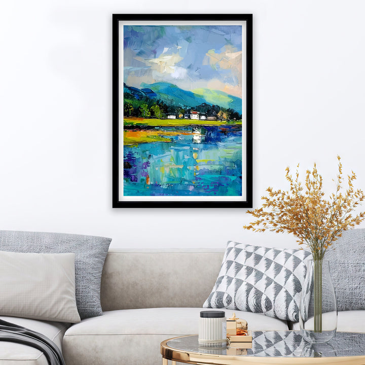 Keswick Lake District Abstract Art Poster Cumbrian Town Essence Modern Landscape Poster UK Countryside