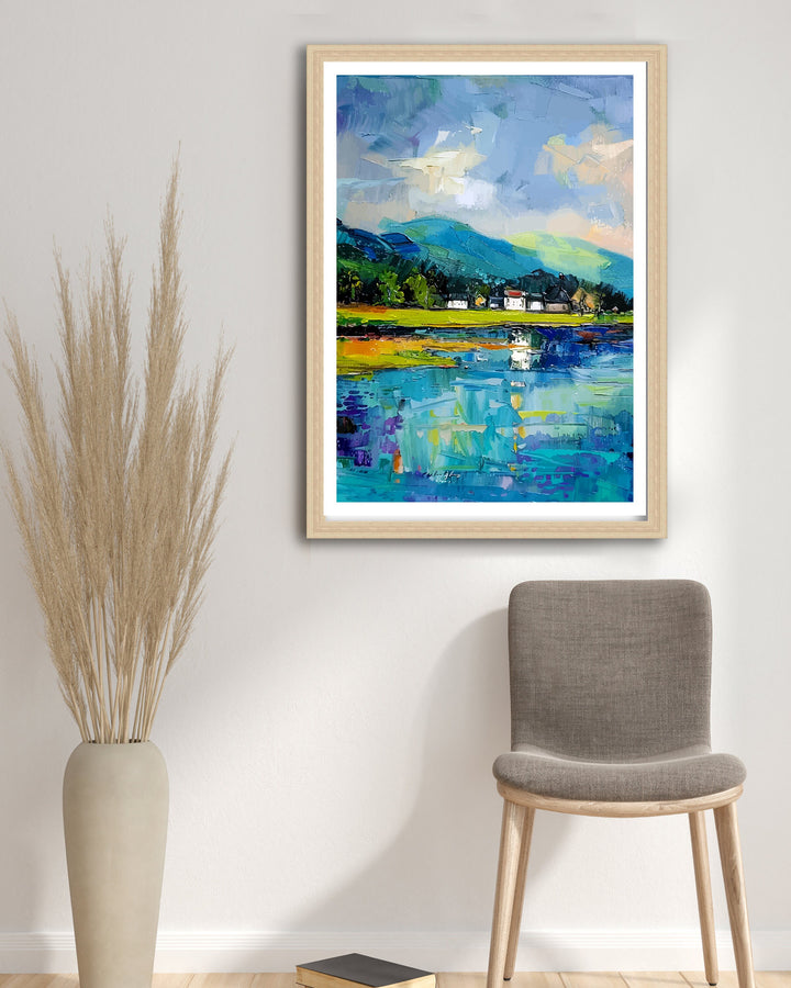 Keswick Lake District Abstract Art Poster Cumbrian Town Essence Modern Landscape Poster UK Countryside