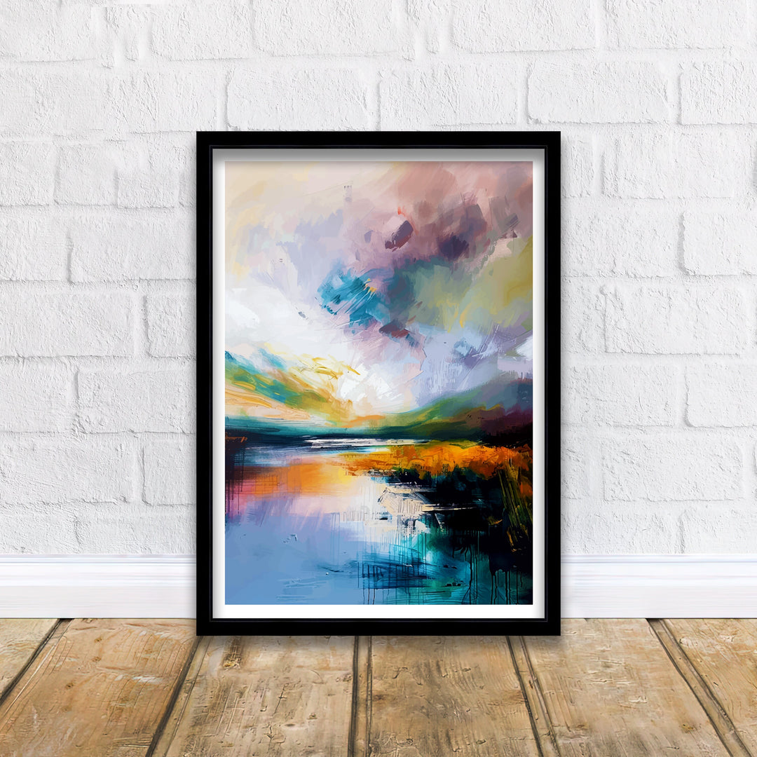 Lake District Abstract Art Poster British Lakescape Essence Cumbrian Hills Watercolor Poster UK Nature