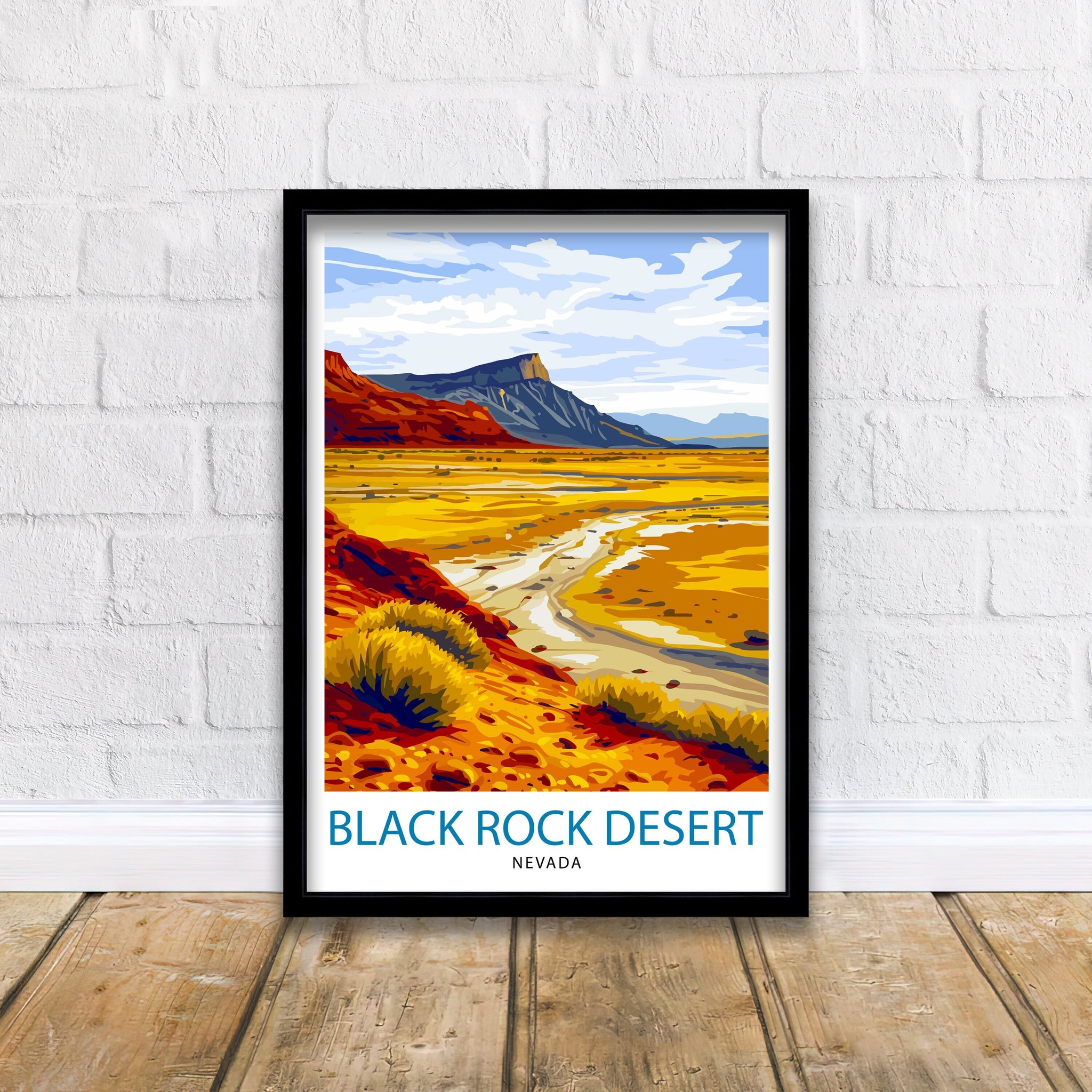 Black Rock Desert Nevada Print| Playa Landscape Art Nevada Wilderness Wall Decor American Desert Illustration Unique Terrain Artwork
