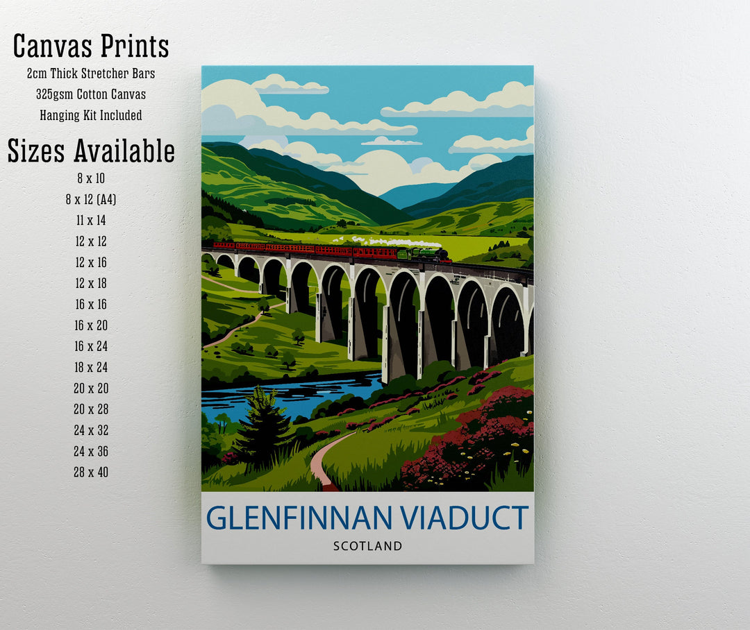 Glenfinnan Viaduct Travel Poster Scottish Highlands Art Iconic Railway Bridge Poster Scotland Landscape