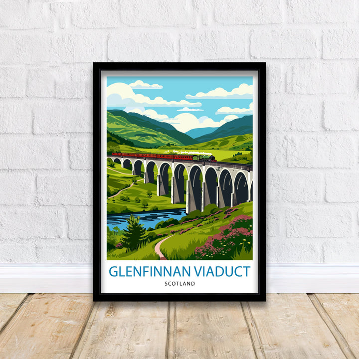 Glenfinnan Viaduct Travel Poster Scottish Highlands Art Iconic Railway Bridge Poster Scotland Landscape