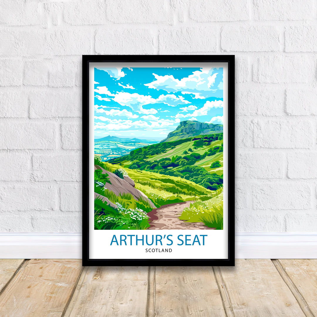 Arthur's Seat Scotland Travel Poster Edinburgh Landmark Art Scottish Highlands Poster Panoramic View