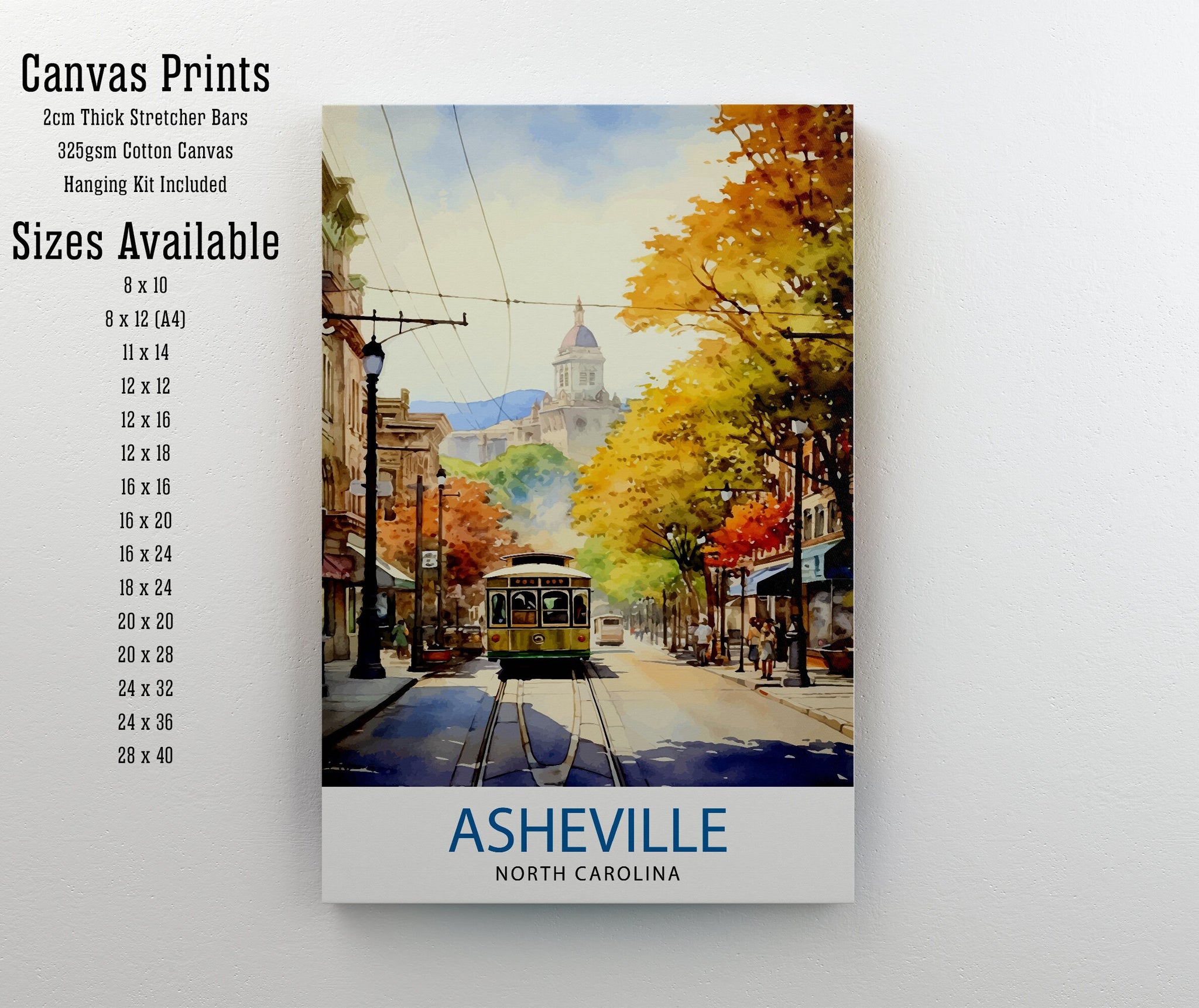 Asheville North Carolina Travel Poster Blue Ridge Mountains Art Southern Charm Print| Appalachian Scenery Wall Decor