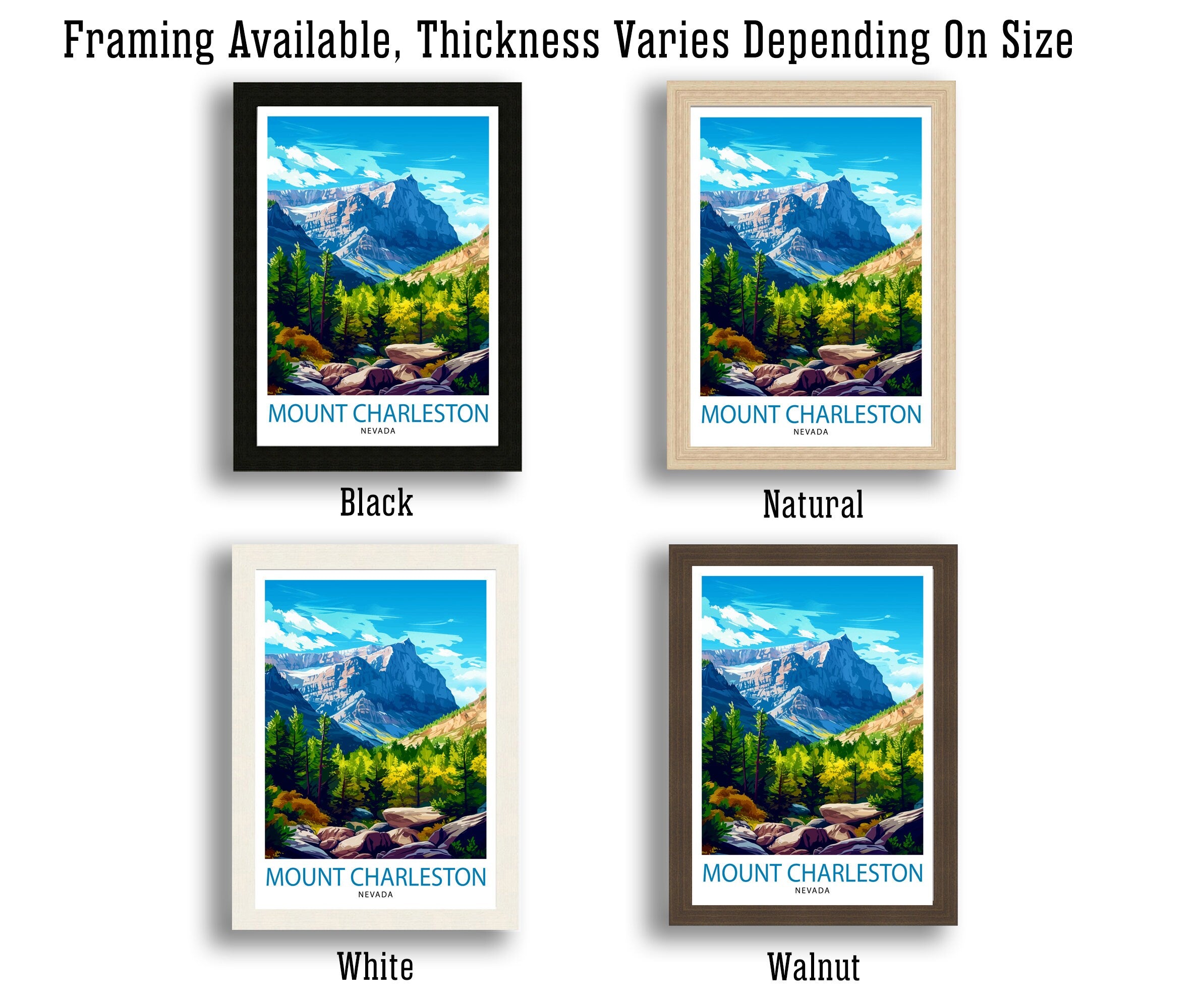 Mount Charleston Nevada Print Alpine Wilderness Art Spring Mountains Poster Nevada Hiking Wall Decor Forest Retreat Illustration