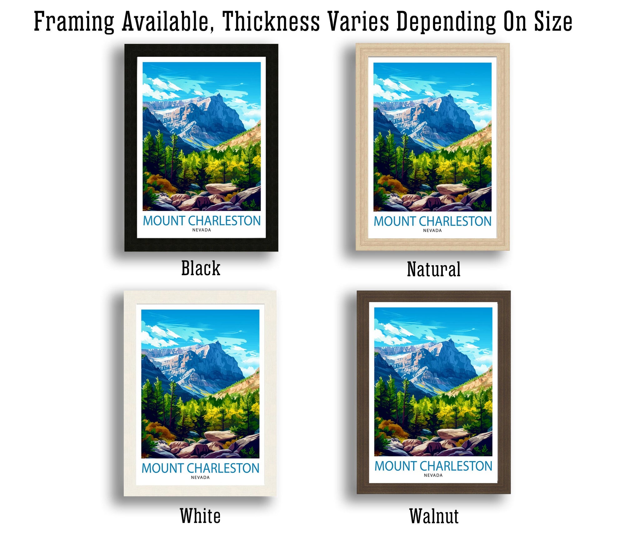 Mount Charleston Nevada Print Alpine Wilderness Art Spring Mountains Poster Nevada Hiking Wall Decor Forest Retreat Illustration