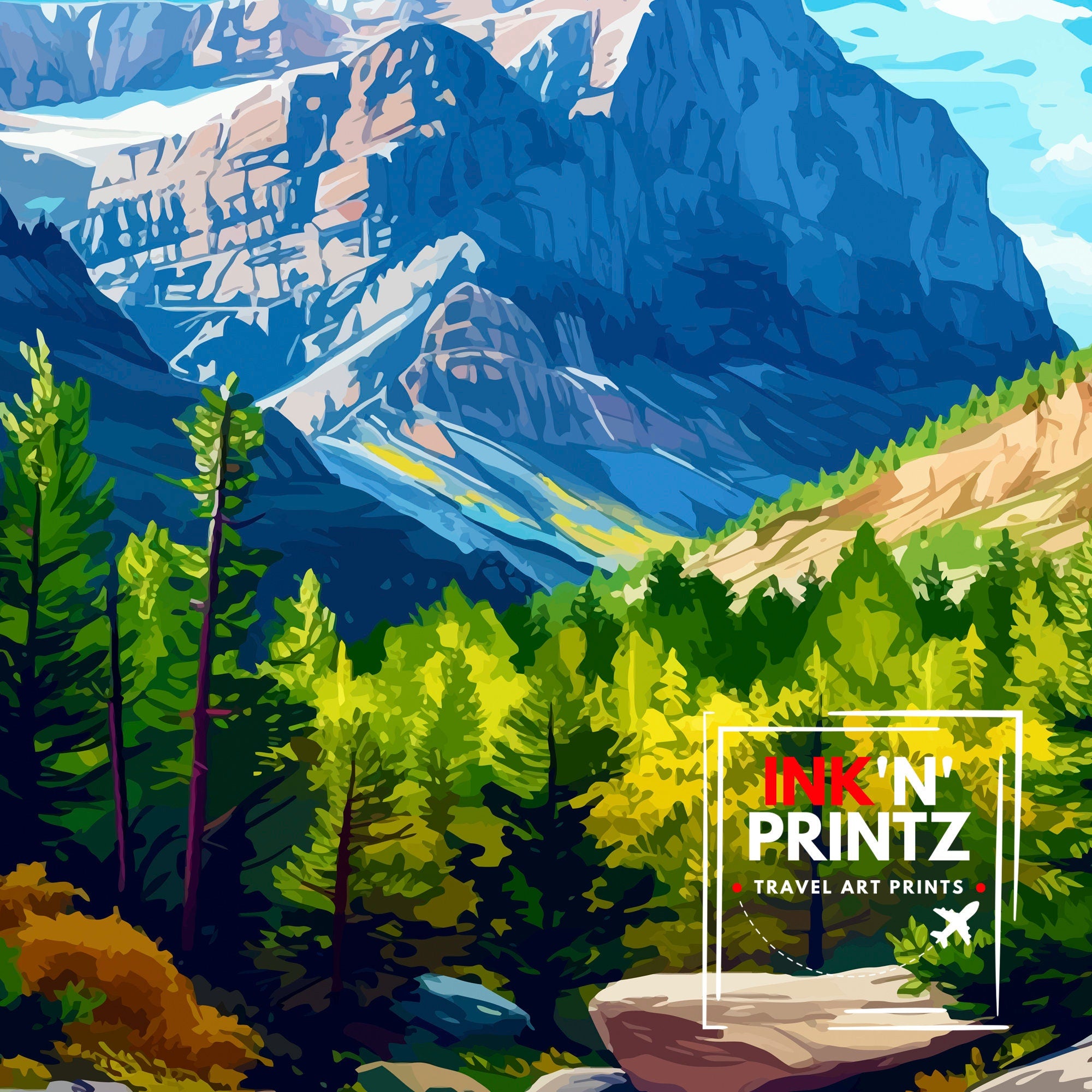 Mount Charleston Nevada Print Alpine Wilderness Art Spring Mountains Poster Nevada Hiking Wall Decor Forest Retreat Illustration