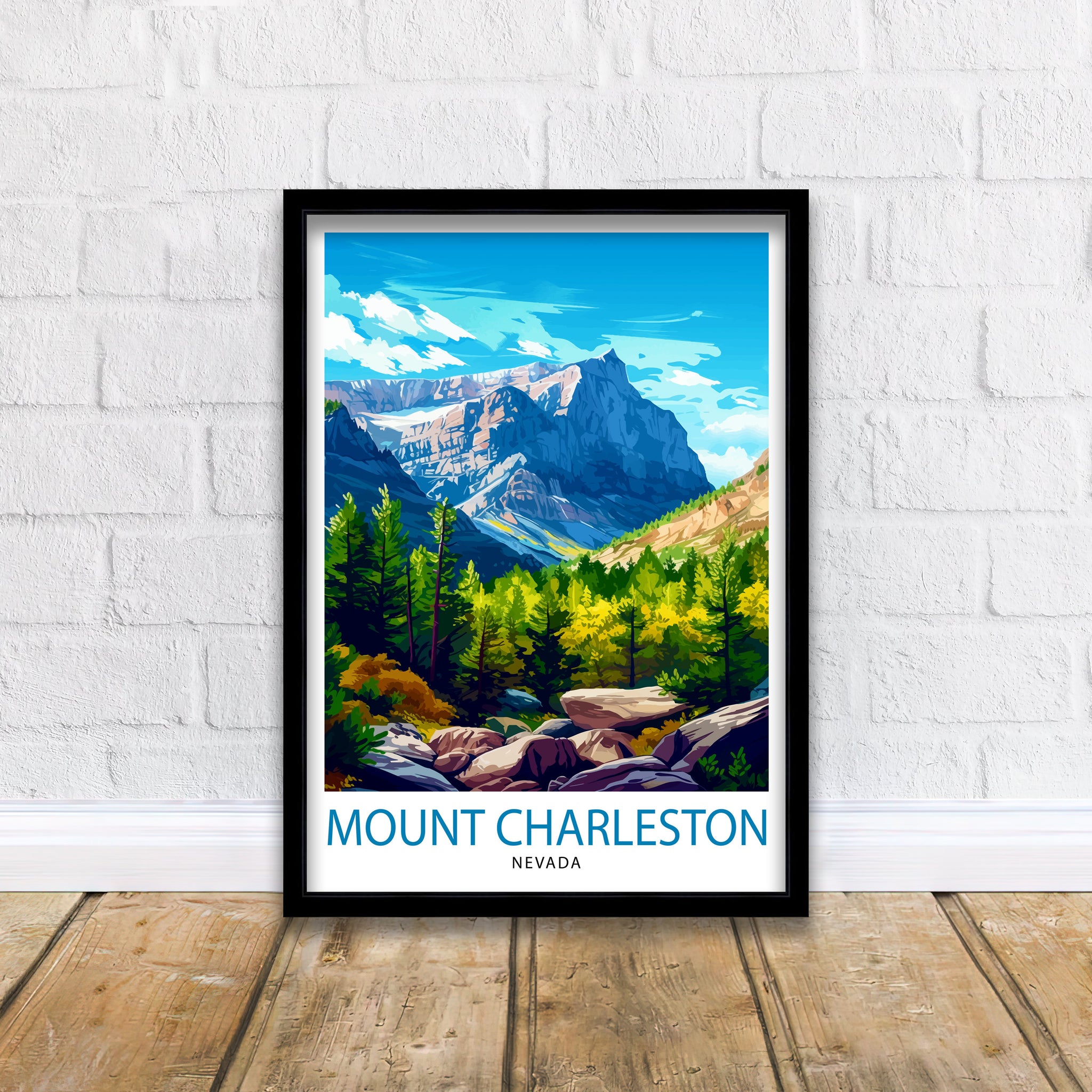 Mount Charleston Nevada Print Alpine Wilderness Art Spring Mountains Poster Nevada Hiking Wall Decor Forest Retreat Illustration