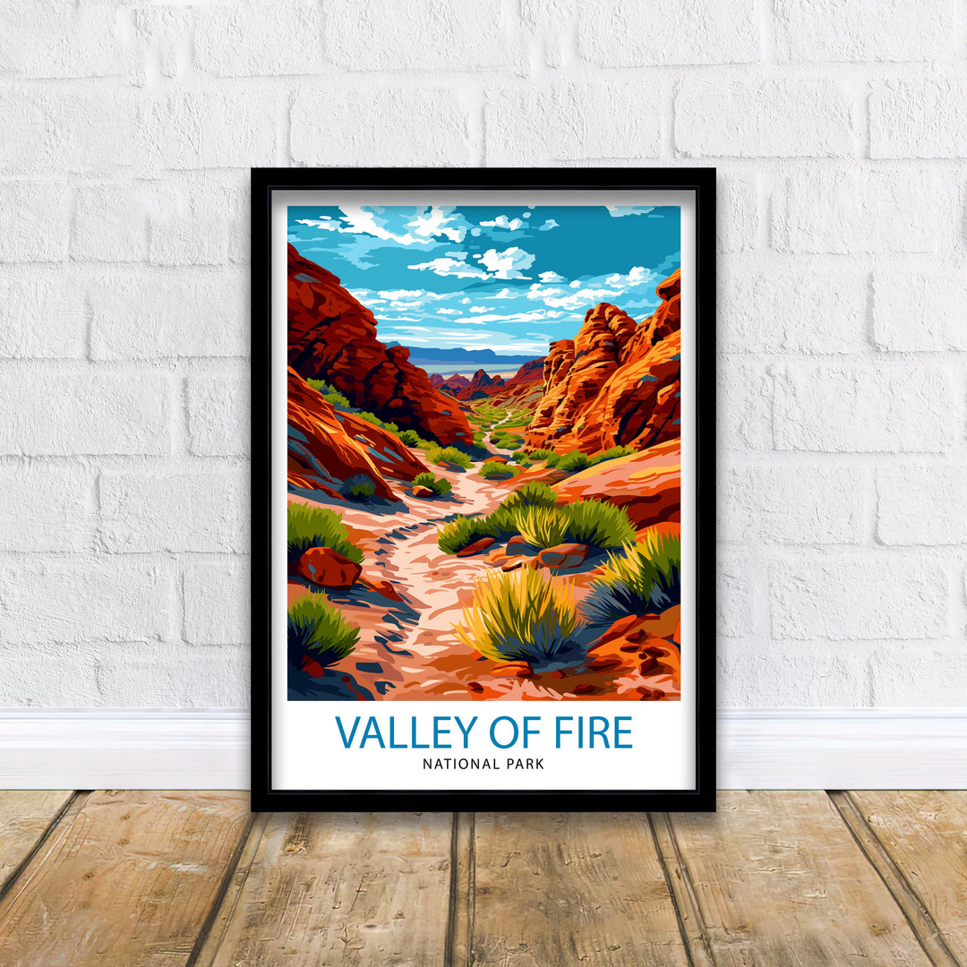 Valley of Fire State Park Poster Nevada Desert Art Vibrant Landscape Poster Ancient Rock Formations