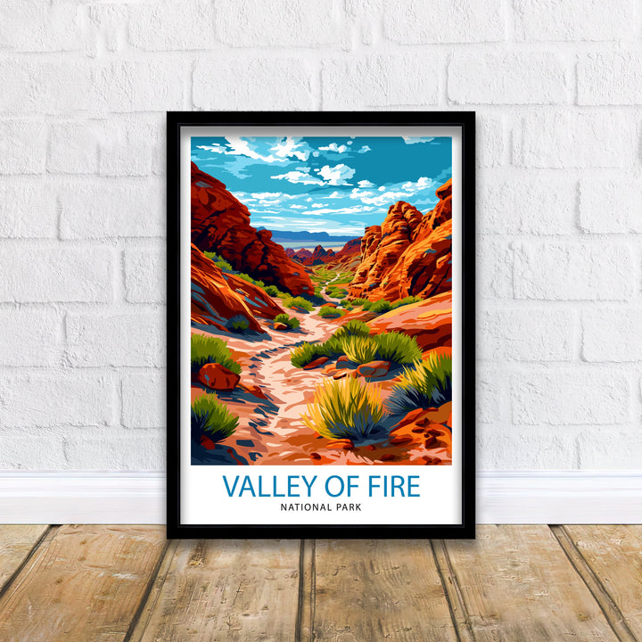 Valley of Fire State Park Poster Nevada Desert Art Vibrant Landscape Poster Ancient Rock Formations