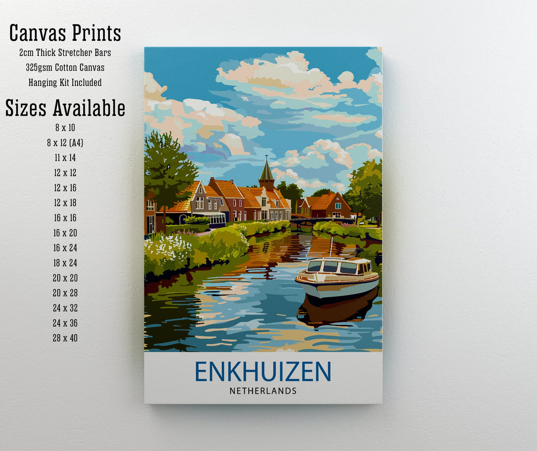 Enkhuizen Netherlands Travel Poster Dutch Harbor Town Art Historic Seaport Poster Nautical Heritage