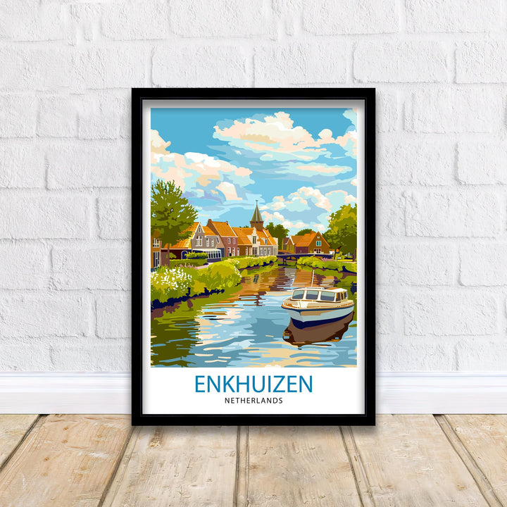 Enkhuizen Netherlands Travel Poster Dutch Harbor Town Art Historic Seaport Poster Nautical Heritage