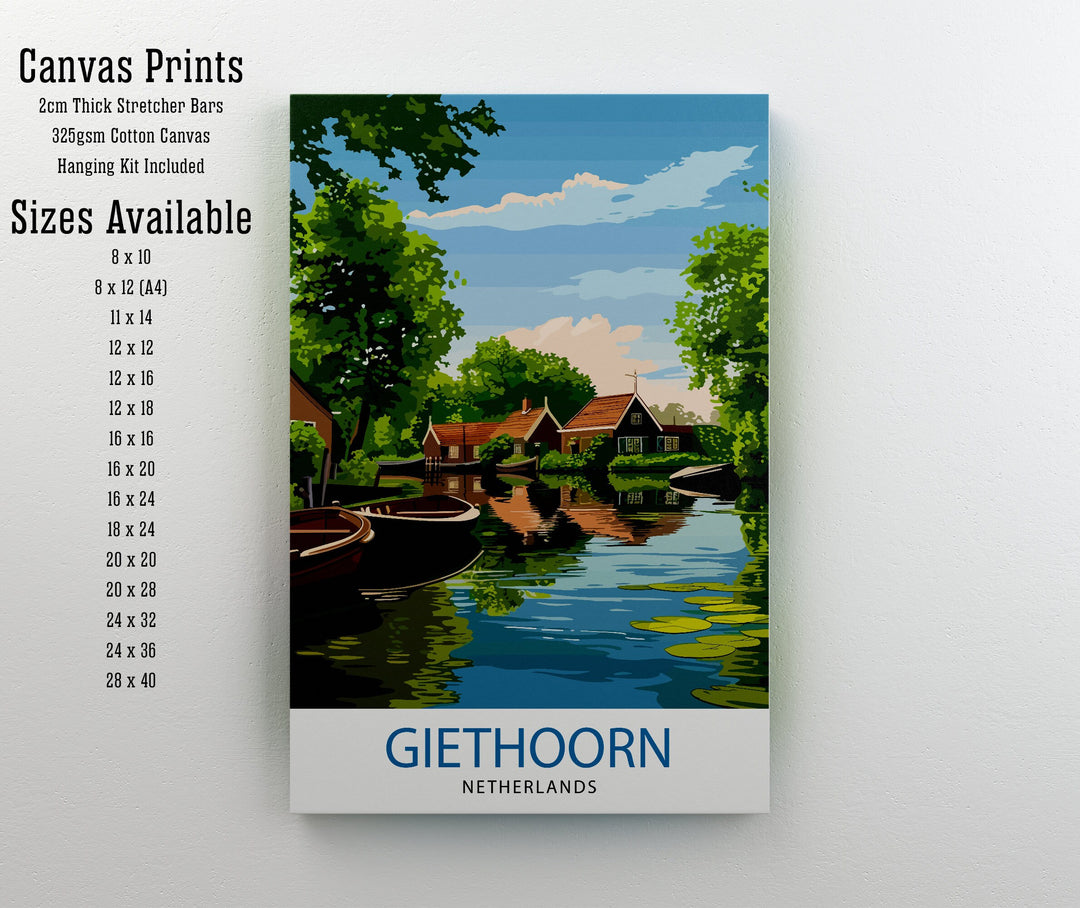 Giethoorn Netherlands Travel Poster Venice of the North Art Water Village Poster Dutch Canals