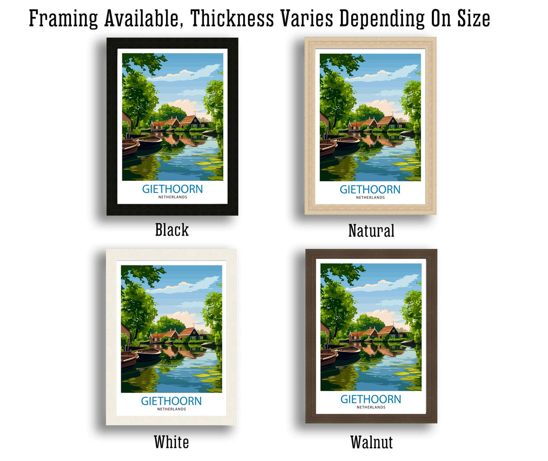 Giethoorn Netherlands Travel Poster Venice of the North Art Water Village Poster Dutch Canals