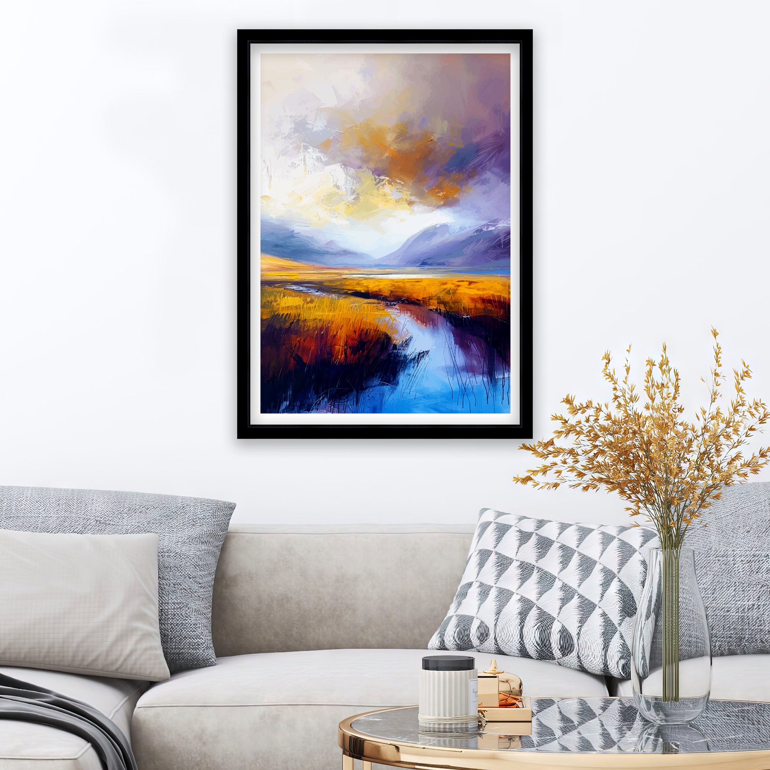 Glencoe Abstract Landscape Poster Scottish Highlands Art Mystical Valley Poster Modern Scotland