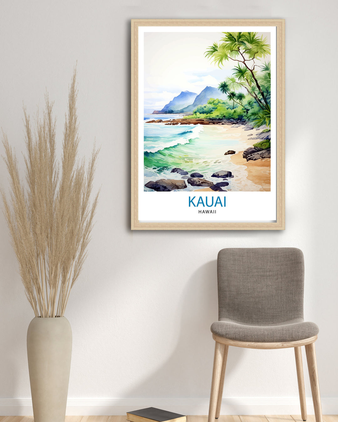 Kauai Hawaii Travel Poster Tropical Paradise Art Na Pali Coast Poster Garden Isle