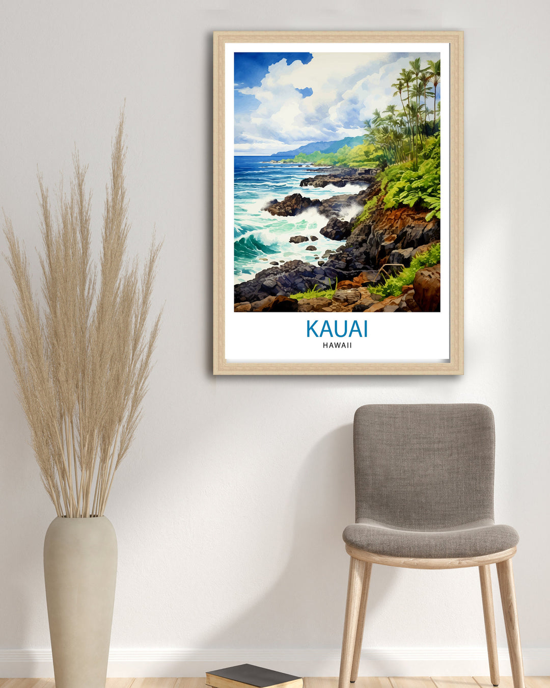 Kauai Hawaii Travel Poster Tropical Paradise Art Na Pali Coast Poster Garden Isle