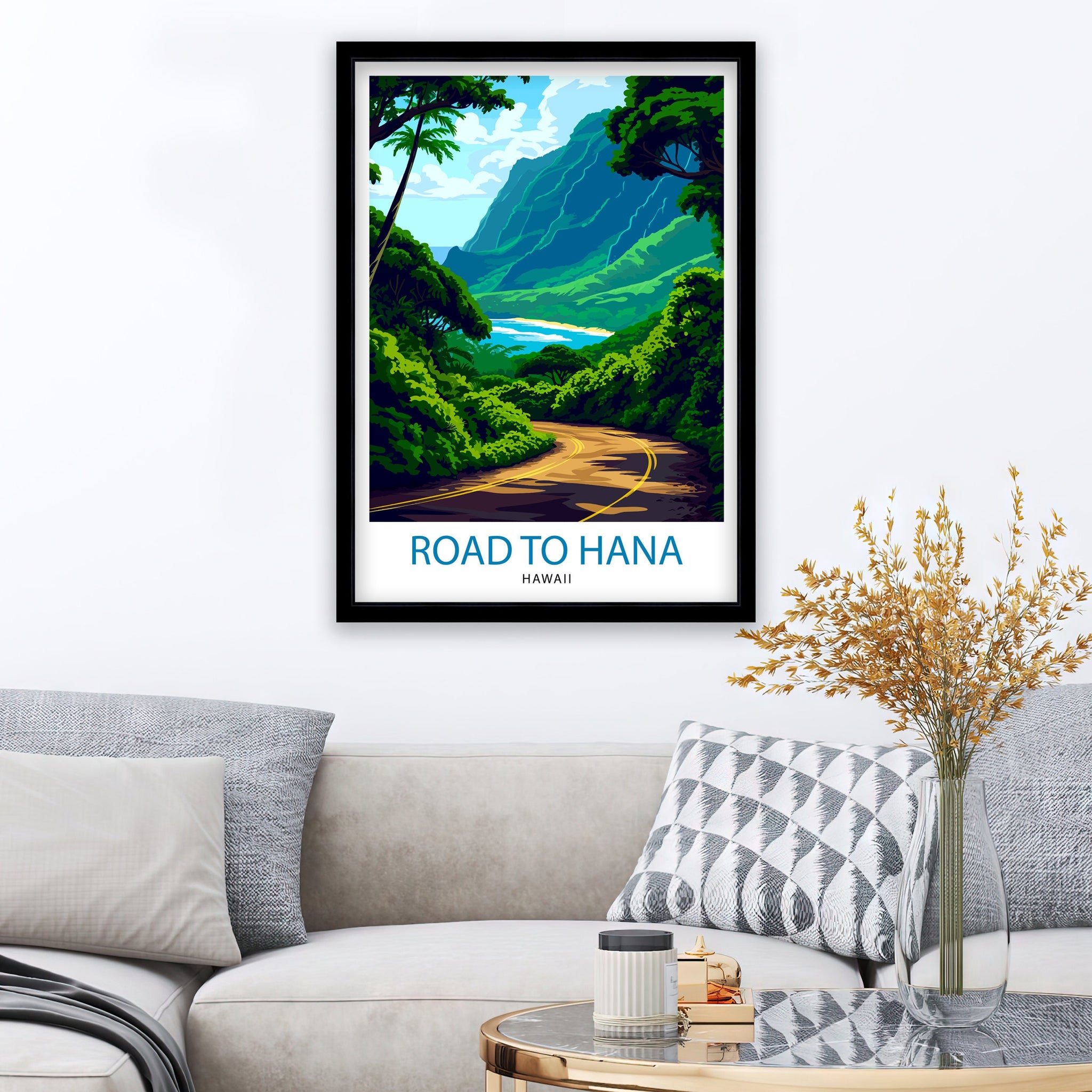 Road to Hana Maui Travel Print| Maui Wall Decor Road to Hana Poster Hawaii Travel Prints Maui Art Print Hana Highway Illustration Maui Wall