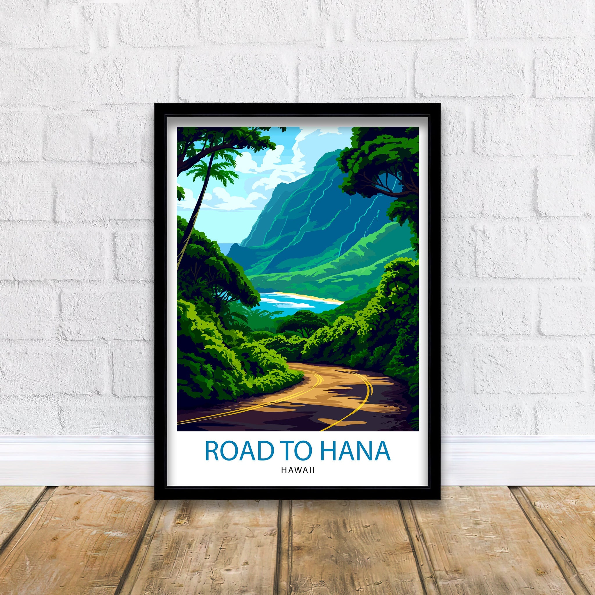 Road to Hana Maui Travel Print| Maui Wall Decor Road to Hana Poster Hawaii Travel Prints Maui Art Print Hana Highway Illustration Maui Wall