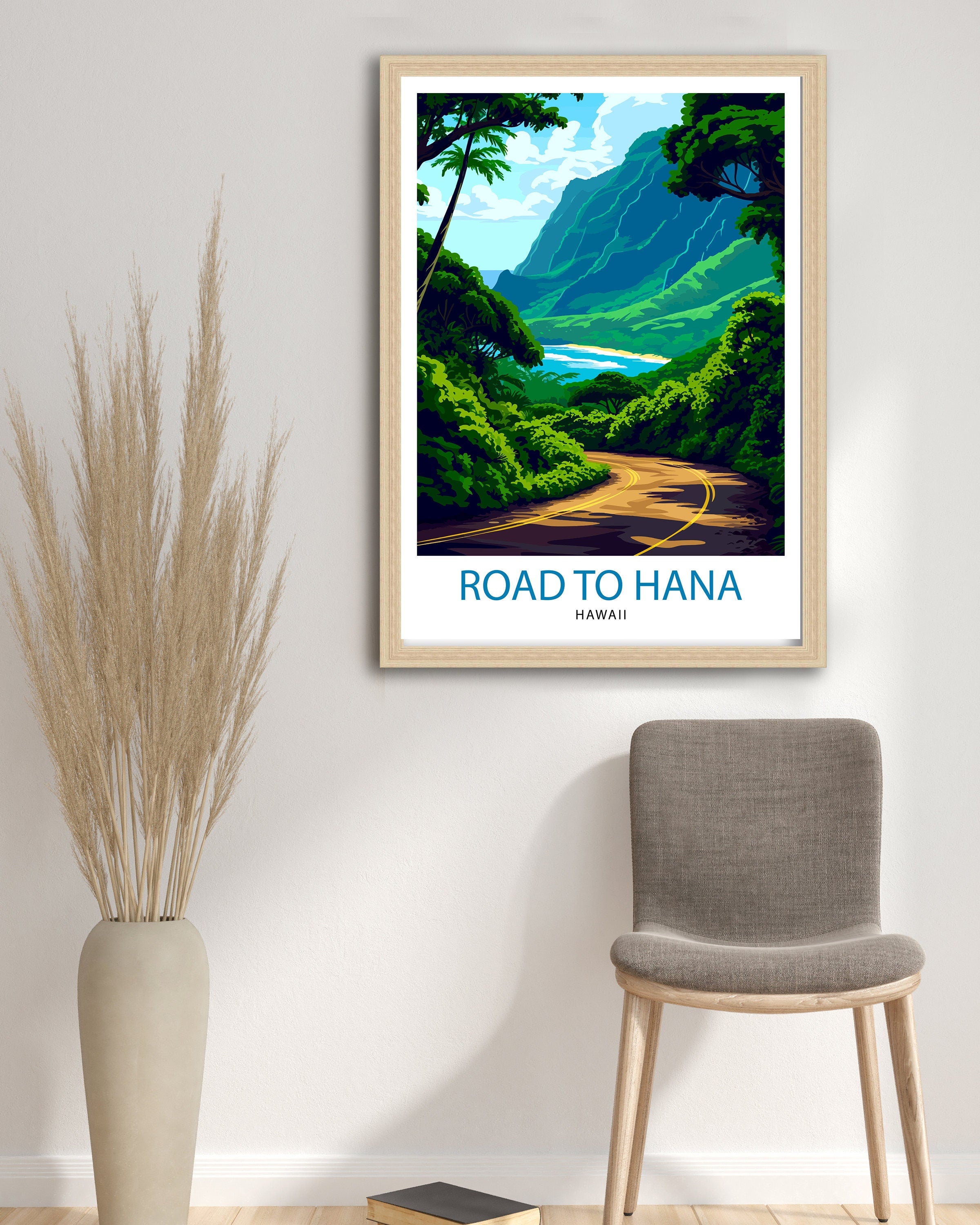 Road to Hana Maui Travel Print| Maui Wall Decor Road to Hana Poster Hawaii Travel Prints Maui Art Print Hana Highway Illustration Maui Wall