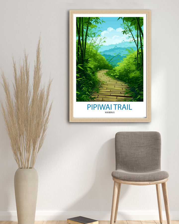 Pipiwai Trail Hawaii Poster Maui Hiking Art Bamboo Forest Poster Haleakala National Park