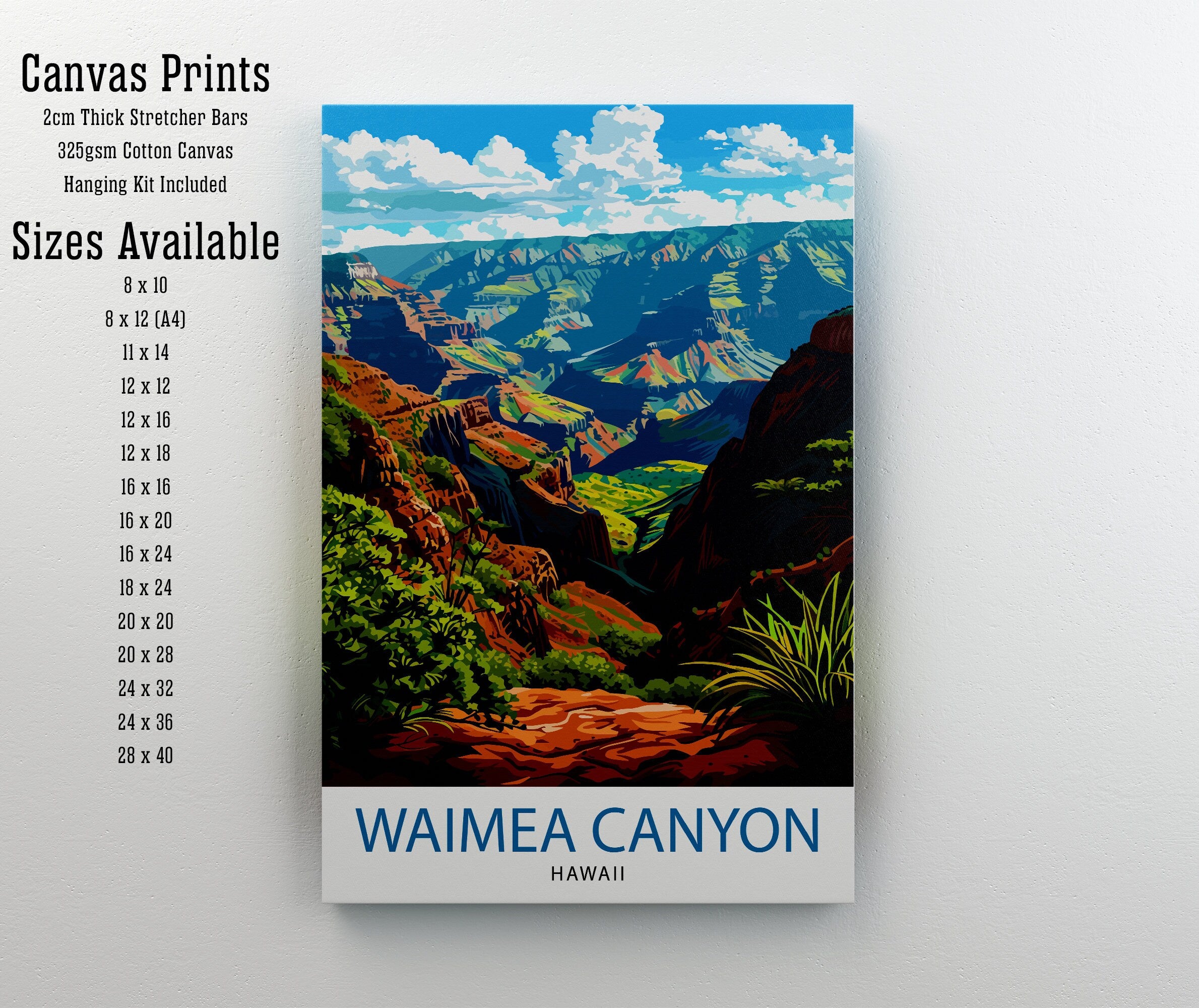 Waimea Canyon Kauai Travel Print| Waimea Canyon Wall Decor Kauai Travel Poster Hawaii Travel Prints Waimea Canyon Art Print Kauai