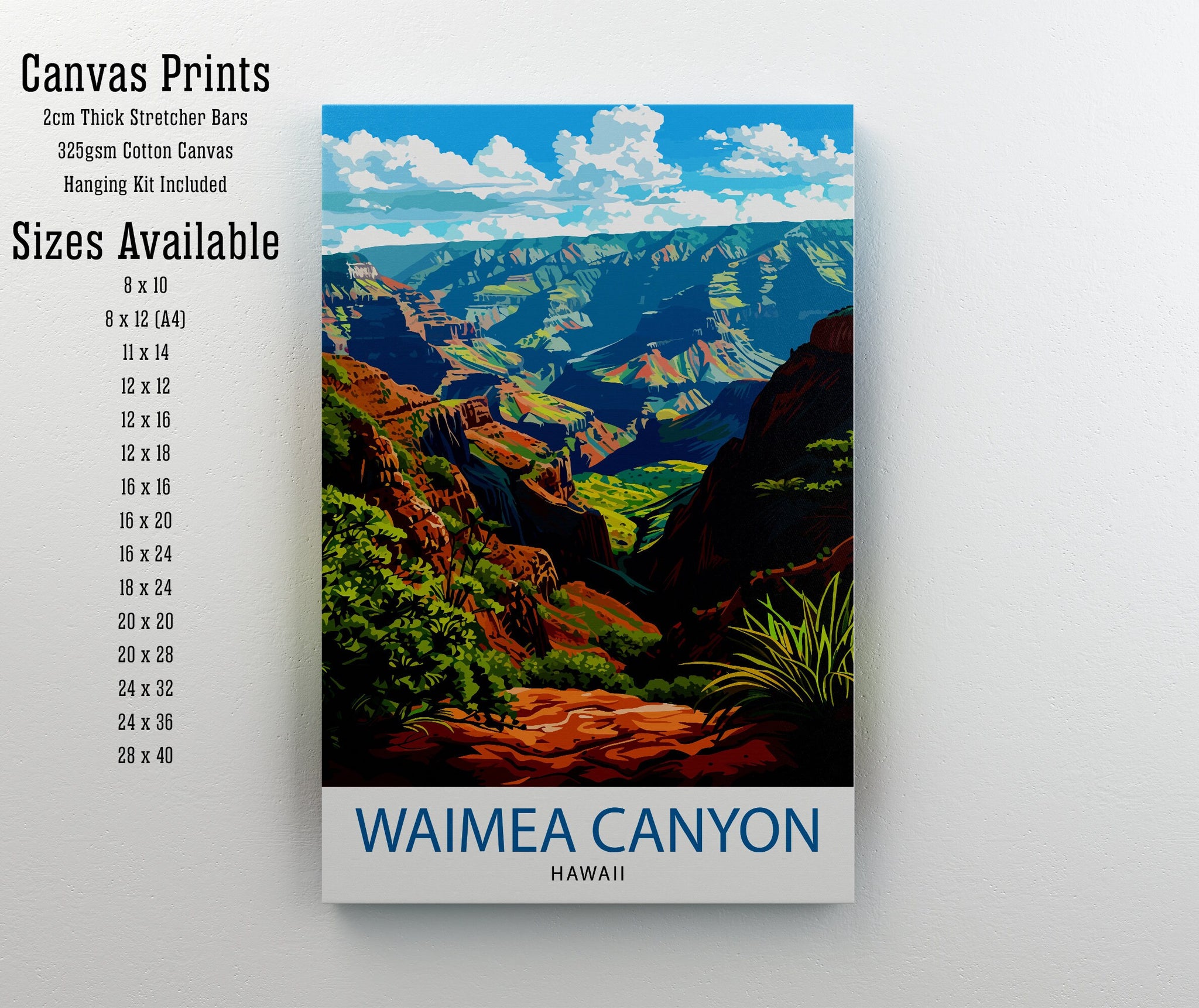 Waimea Canyon Kauai Travel Print| Waimea Canyon Wall Decor Kauai Travel Poster Hawaii Travel Prints Waimea Canyon Art Print Kauai