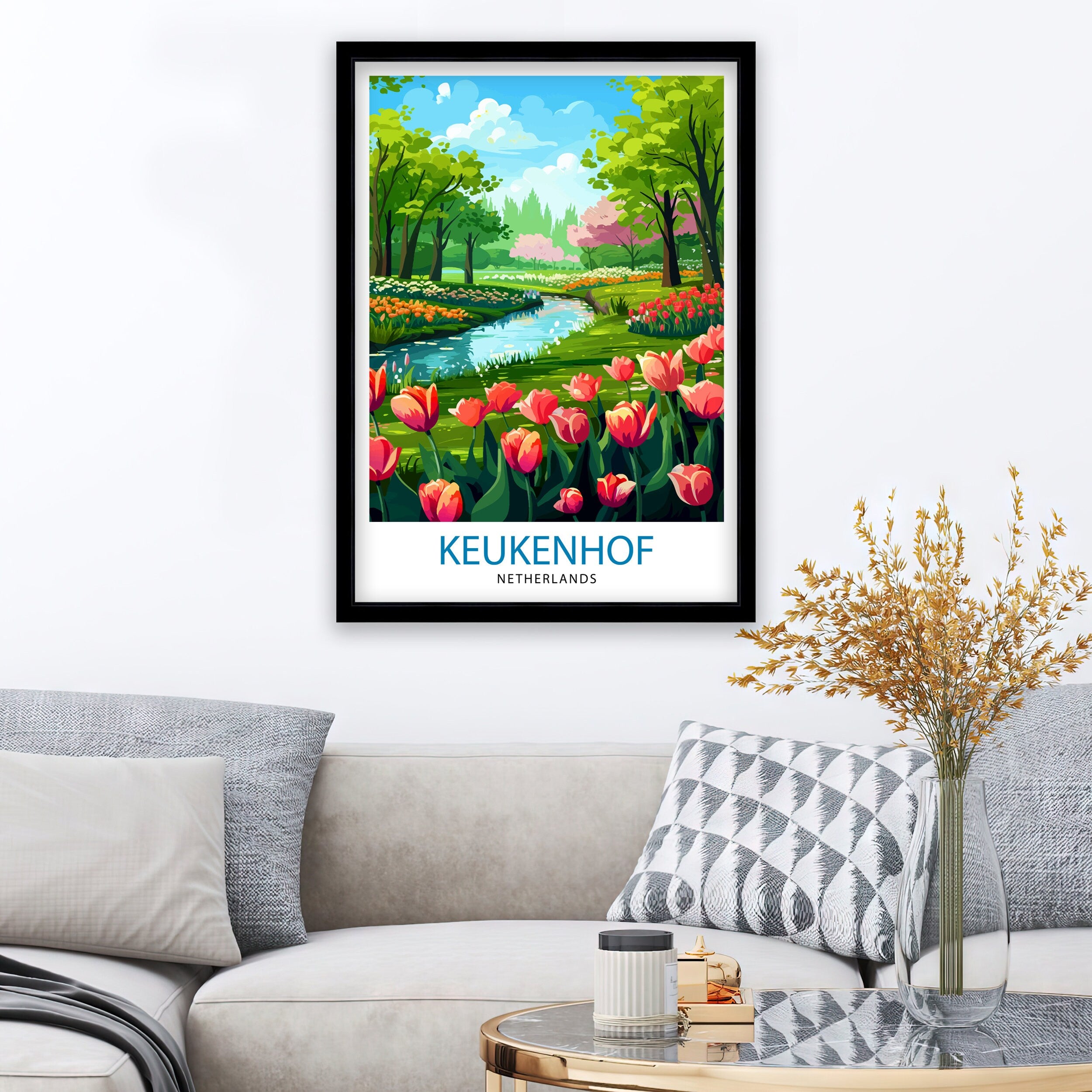 Keukenhof Gardens Print , Floral Wall Art, Home Decor, Netherlands Travel Poster, Gift for Flower Lovers