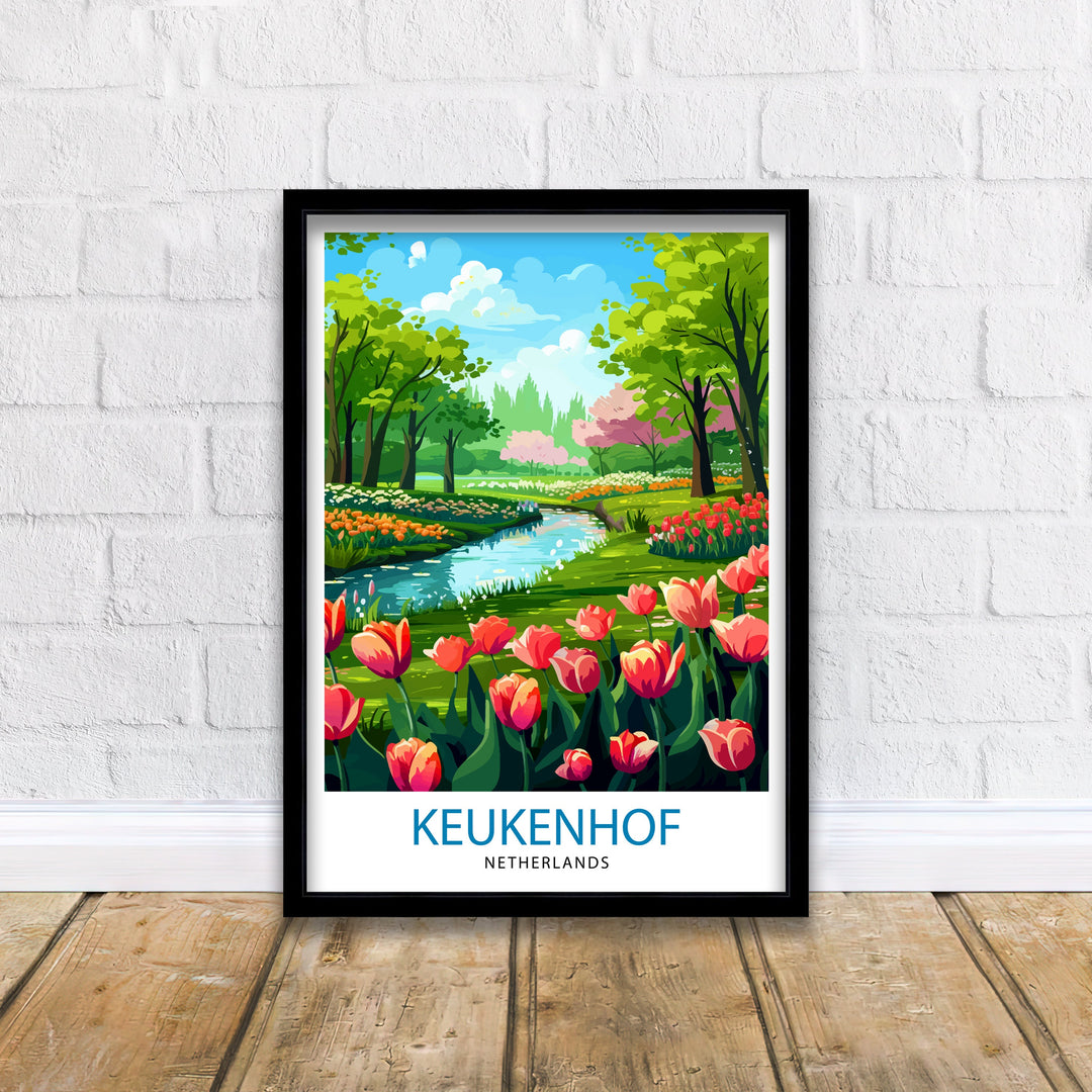 Keukenhof Gardens Poster , Floral Wall Art, Home Decor, Netherlands Travel Poster, Gift for Flower Lovers