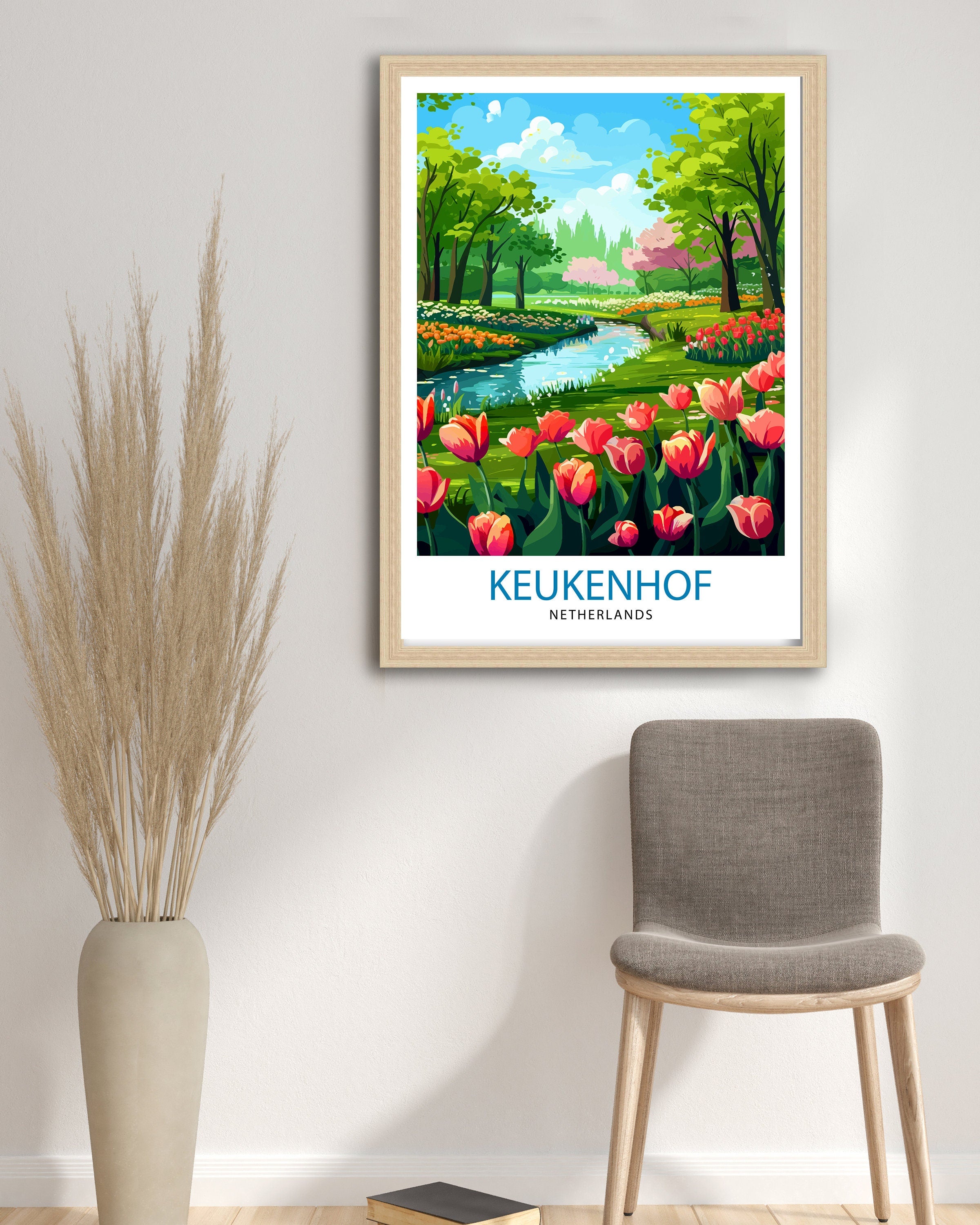 Keukenhof Gardens Print , Floral Wall Art, Home Decor, Netherlands Travel Poster, Gift for Flower Lovers