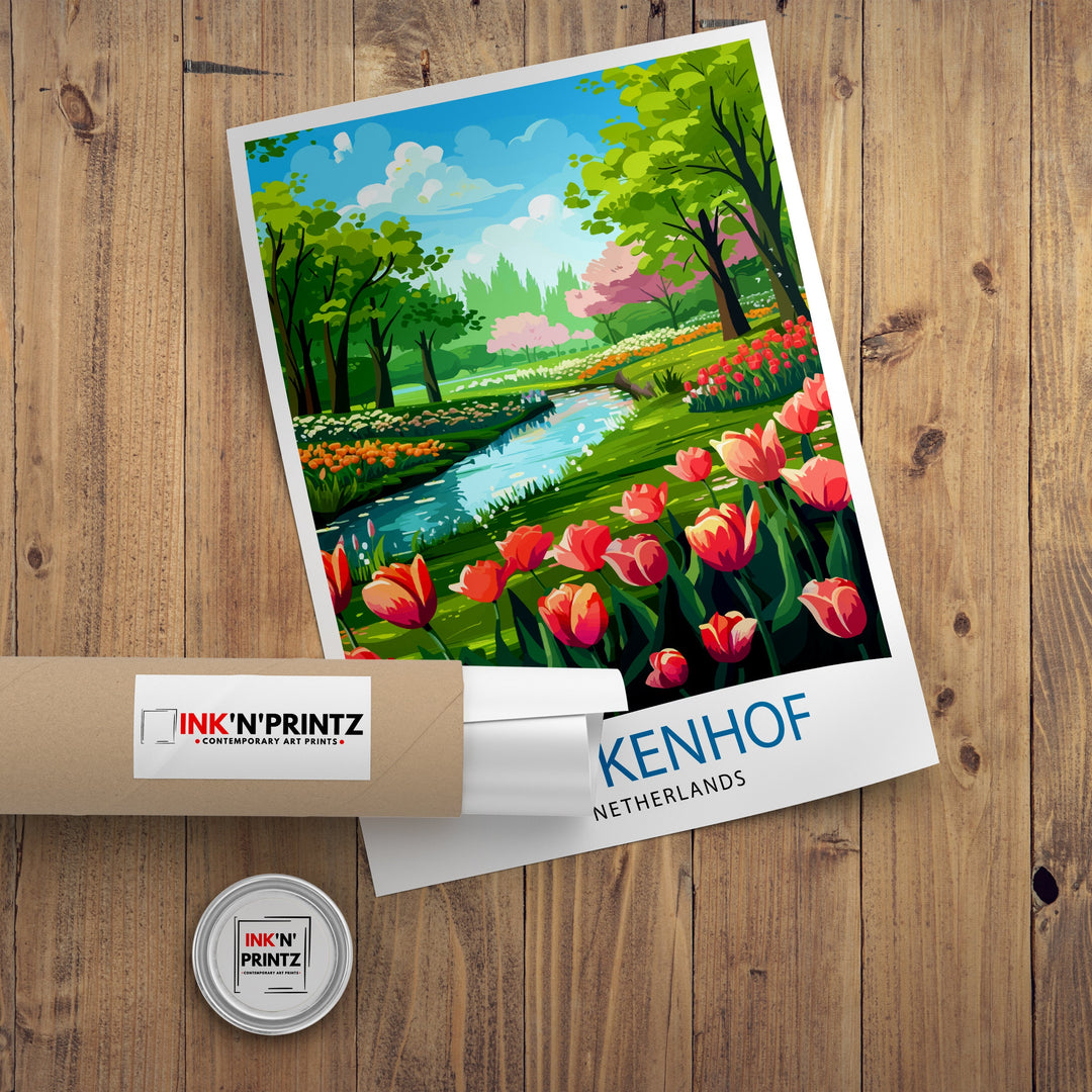 Keukenhof Gardens Poster , Floral Wall Art, Home Decor, Netherlands Travel Poster, Gift for Flower Lovers