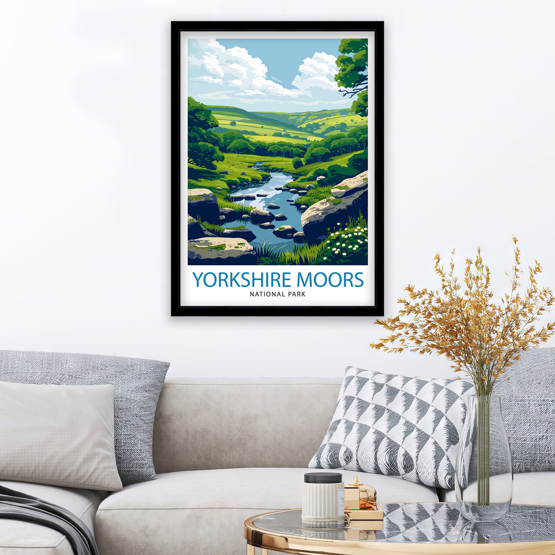 Yorkshire Moors Poster English Countryside Art Heather Fields Poster British Moorland