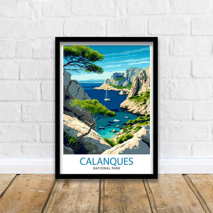 Calanques National Park Poster French Riviera Art Mediterranean Coast Poster Provence Landscape