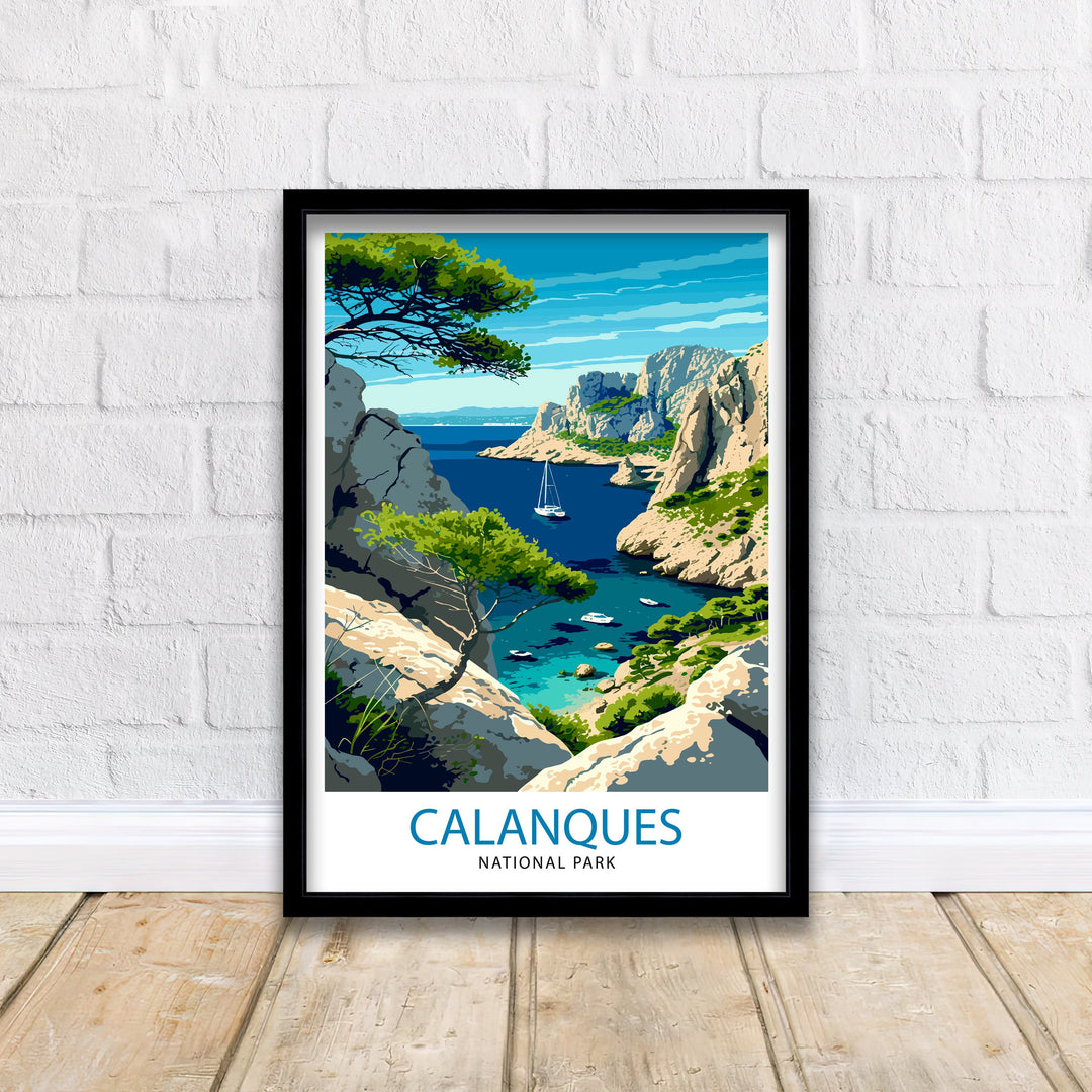 Calanques National Park Poster French Riviera Art Mediterranean Coast Poster Provence Landscape