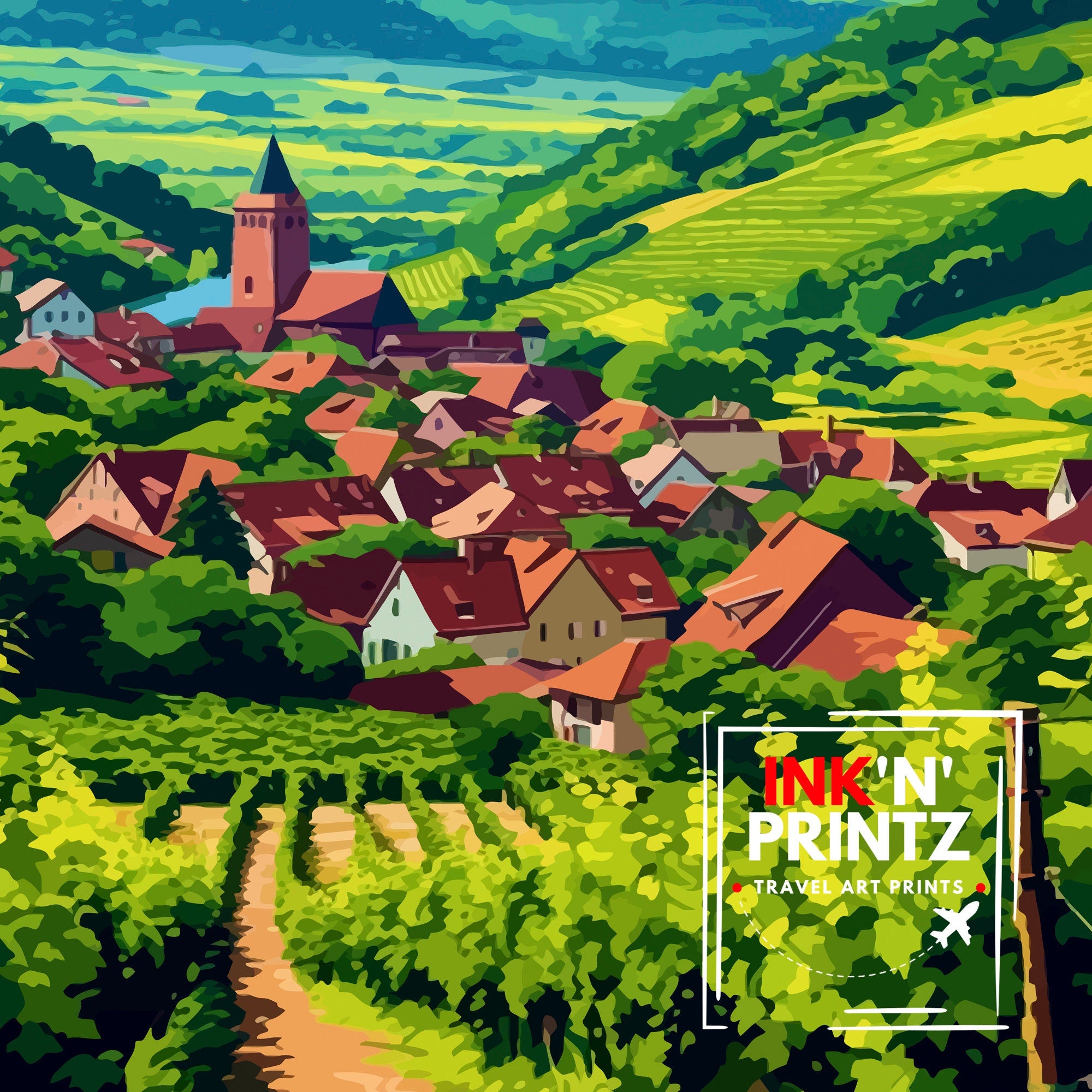 Alsace France Travel Print Alsace Wall Art Alsace Home Decor Alsace Illustration Travel Poster Gift for Alsace France Home Decor