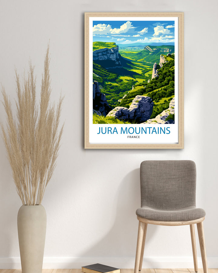 Jura Mountains France Poster Alpine Landscape Art French Wilderness Poster Mountain Range