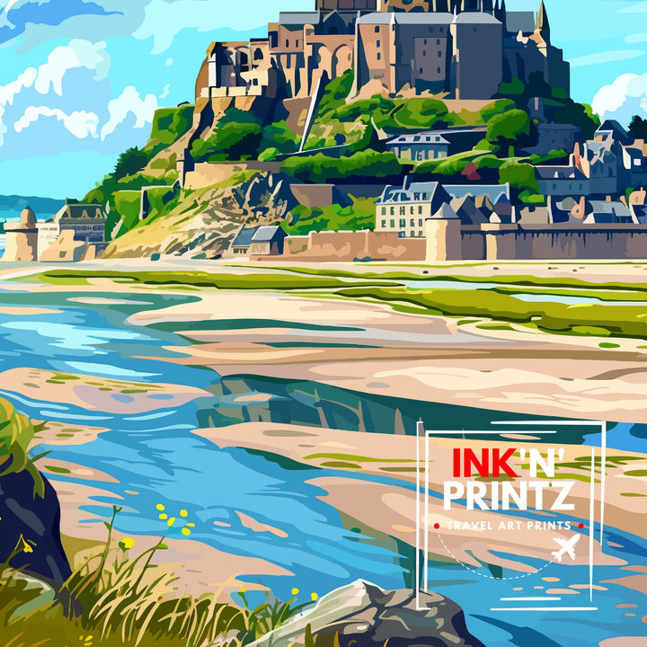 Mont Saint-Michel Travel Poster Mont Saint-Michel Wall Art Mont Saint-Michel France Illustration Travel Poster Gift For Mont Saint-Michel