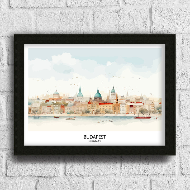 Budapest Hungary Poster Danube River Art Historic Cityscape Poster Hungarian Capital