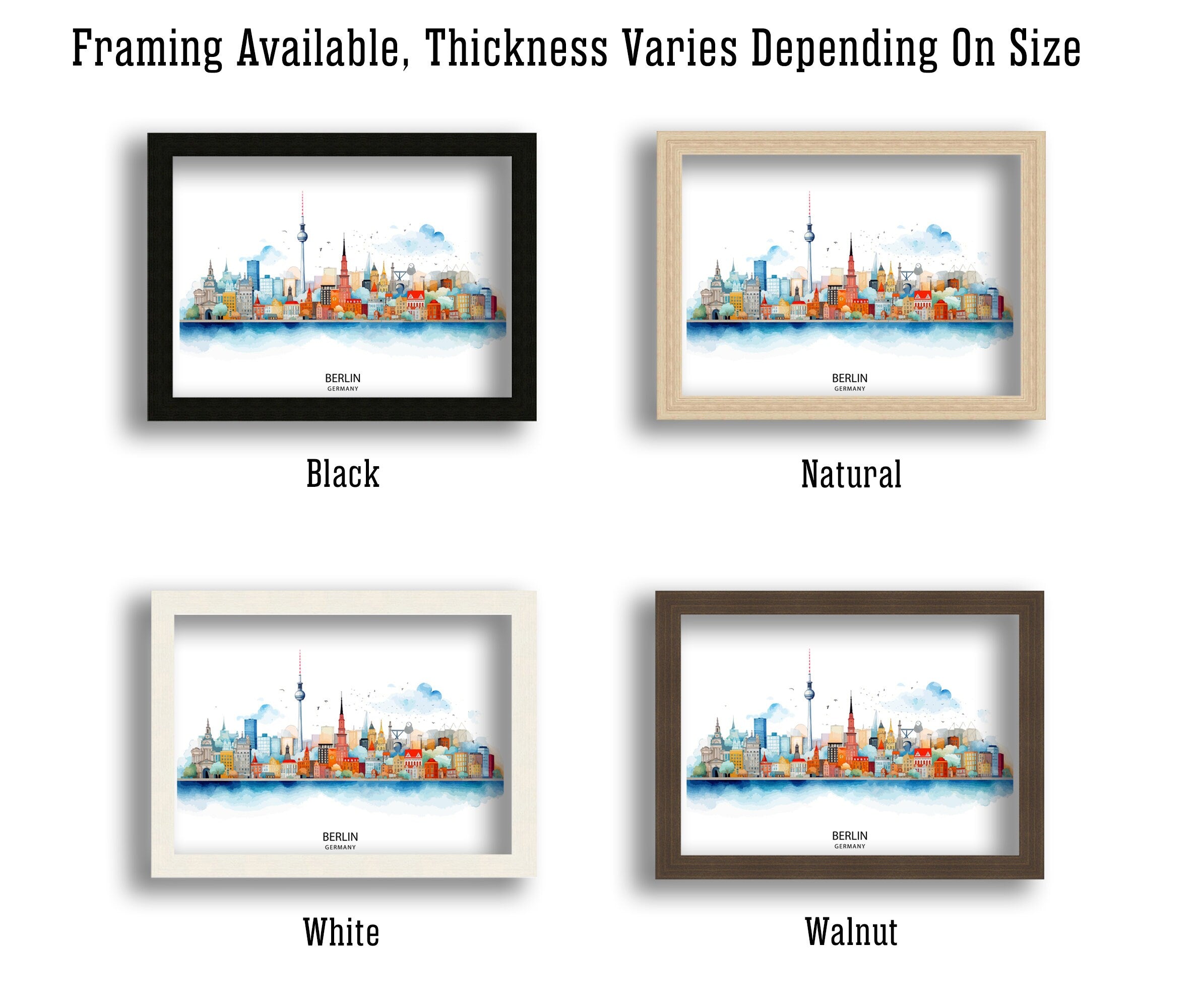 Berlin Germany Skyline Print Cityscape Art Architectural Highlights Poster Urban Skyline Wall Decor Capital City Illustration Contemporary