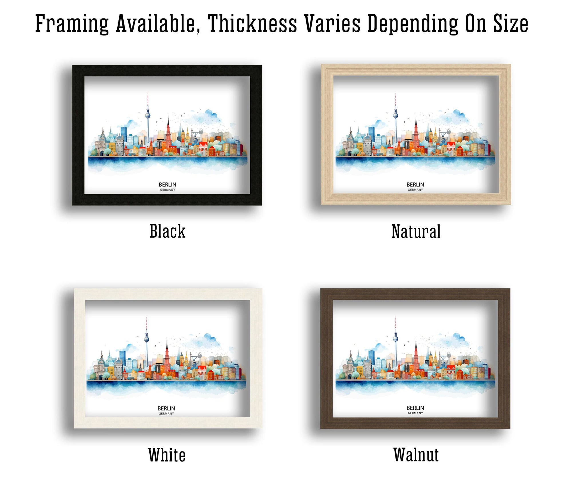 Berlin Germany Skyline Print Cityscape Art Architectural Highlights Poster Urban Skyline Wall Decor Capital City Illustration Contemporary