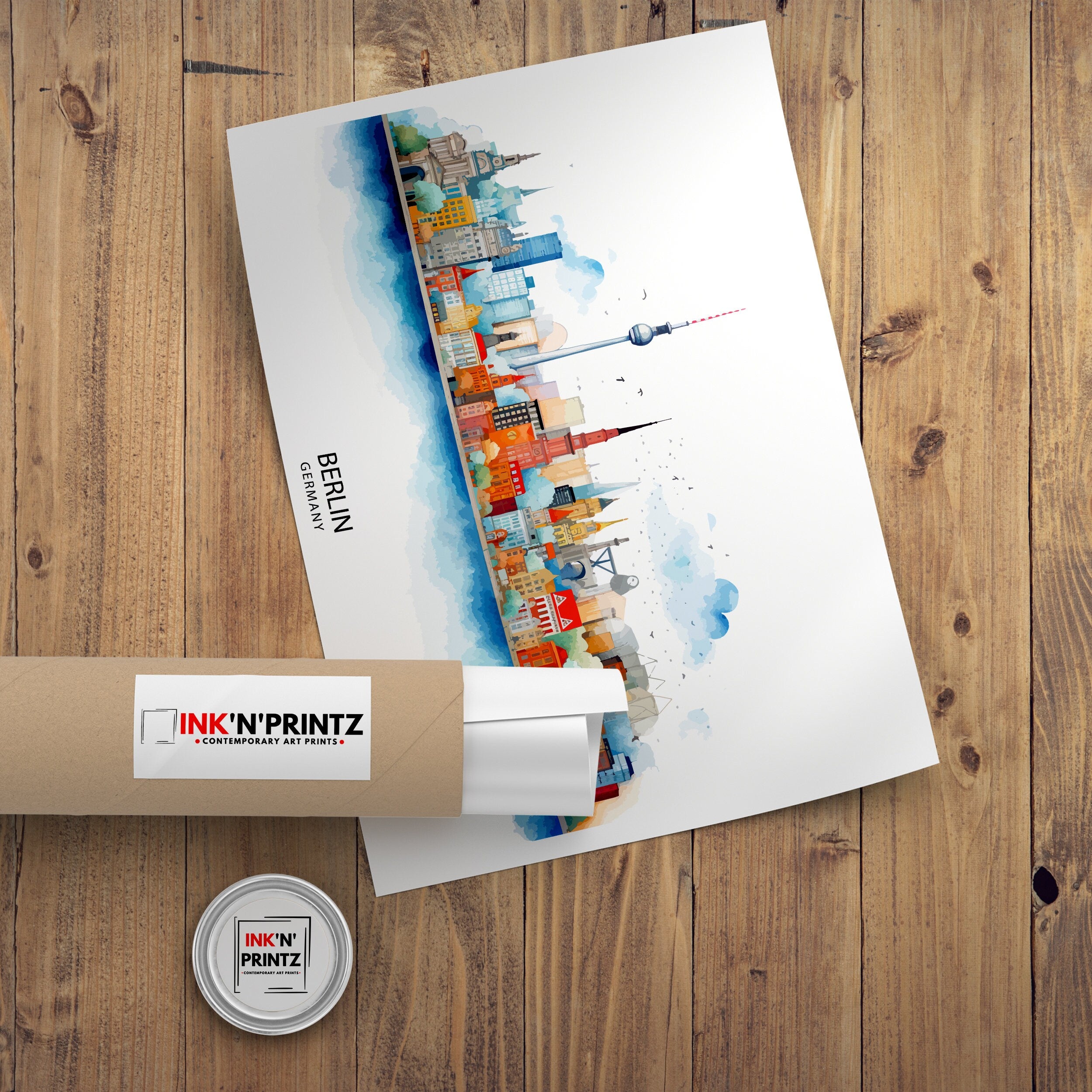 Berlin Germany Skyline Print Cityscape Art Architectural Highlights Poster Urban Skyline Wall Decor Capital City Illustration Contemporary