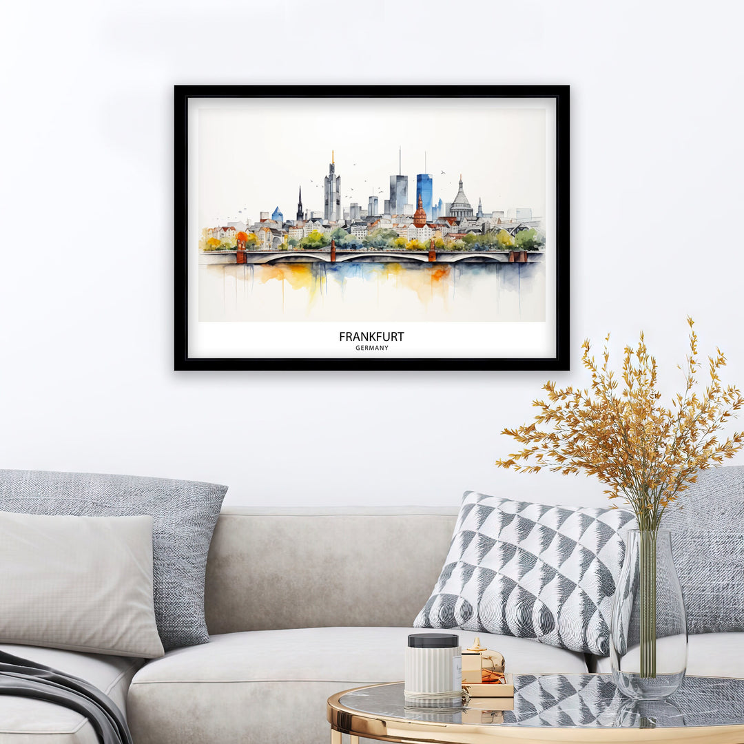 Frankfurt Skyline Germany Poster Modern Cityscape Art Financial District Poster Urban Skyline